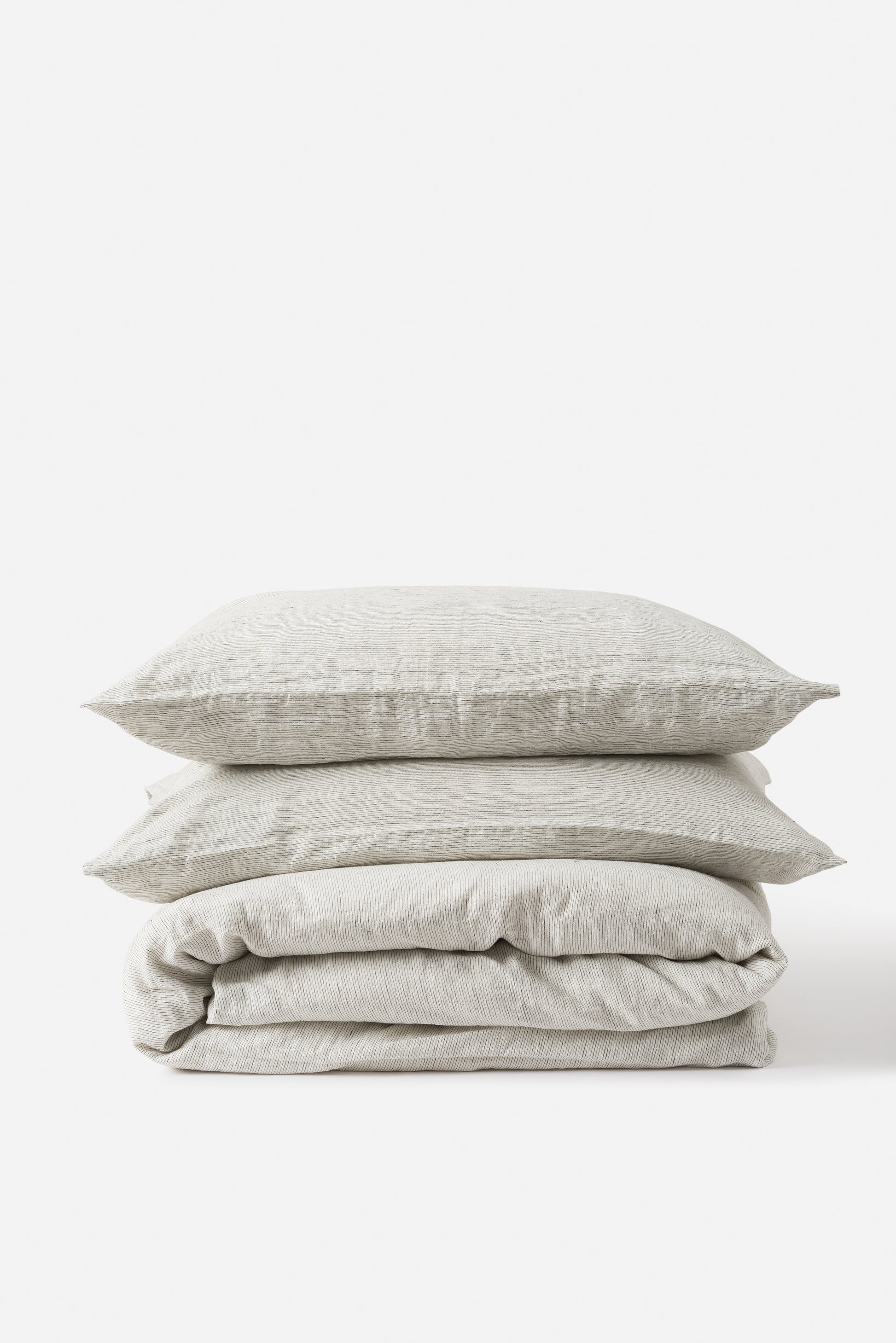 Pinstripe Linen Duvet Cover Pepper/Chalk / Super King