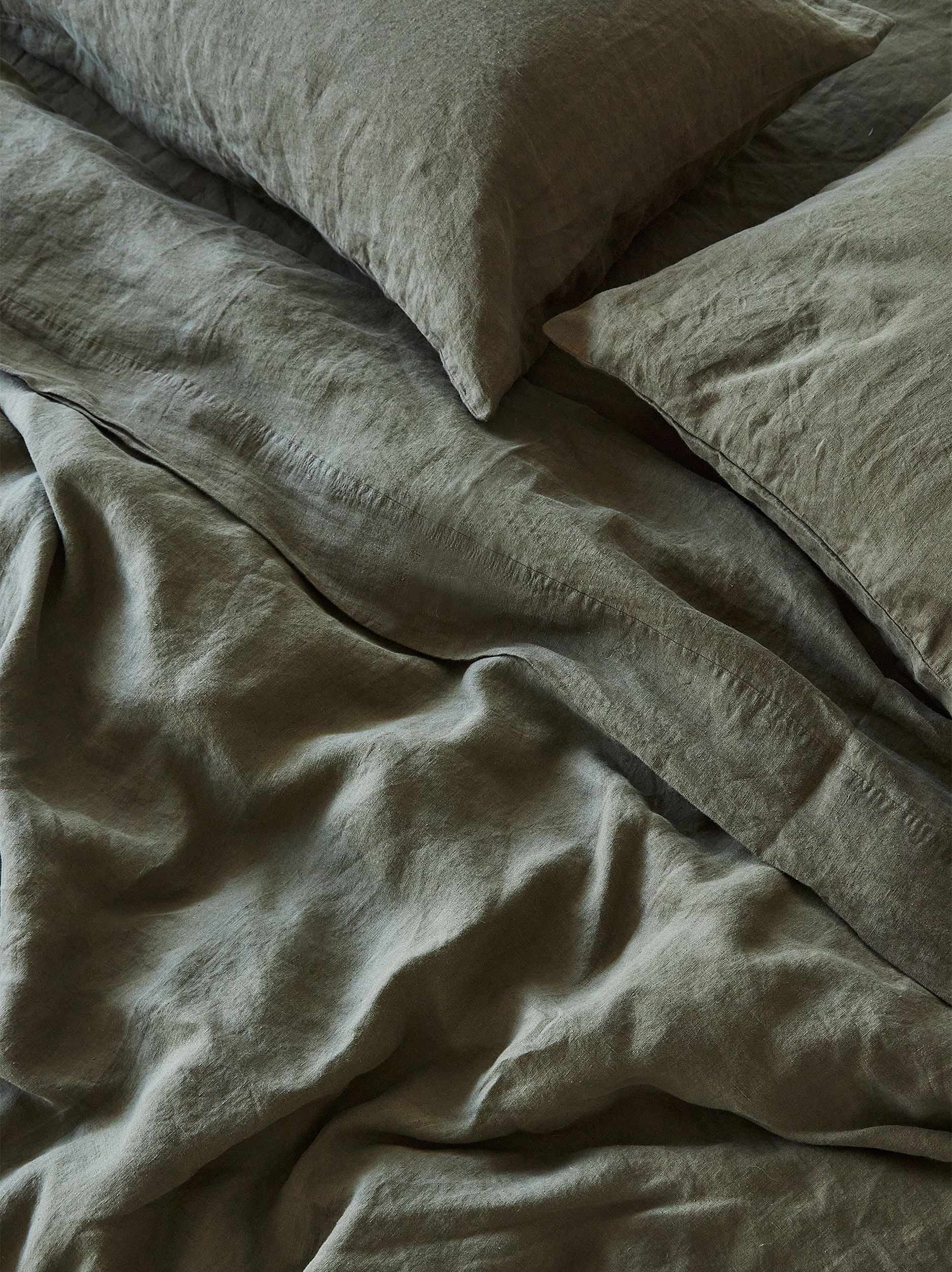 Ivy Linen Flat Sheet Ivy / Super King