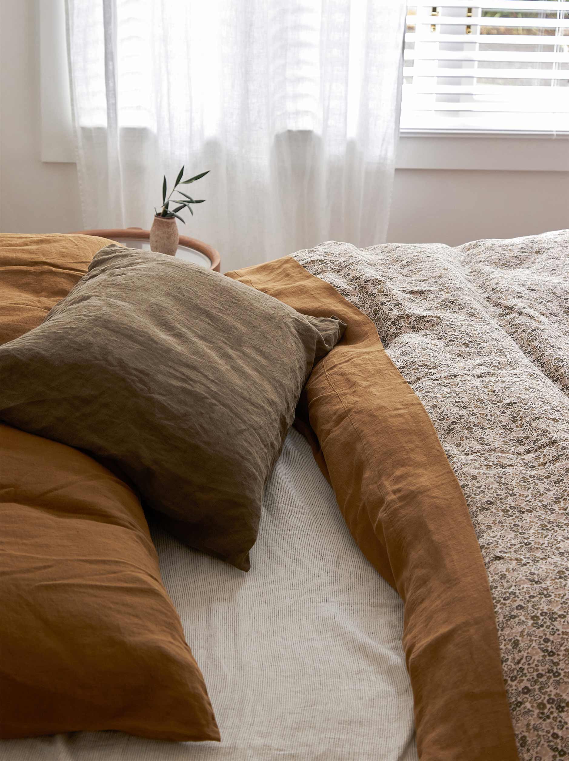 Ochre Linen Flat Sheet Ochre / King