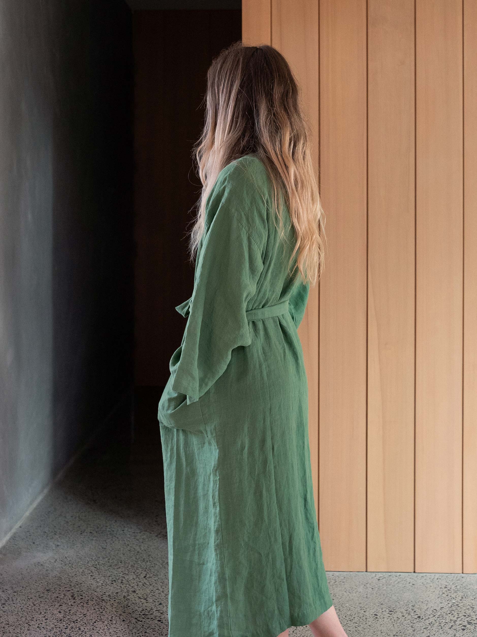 Spearmint Linen Robe Spearmint / Small/Medium