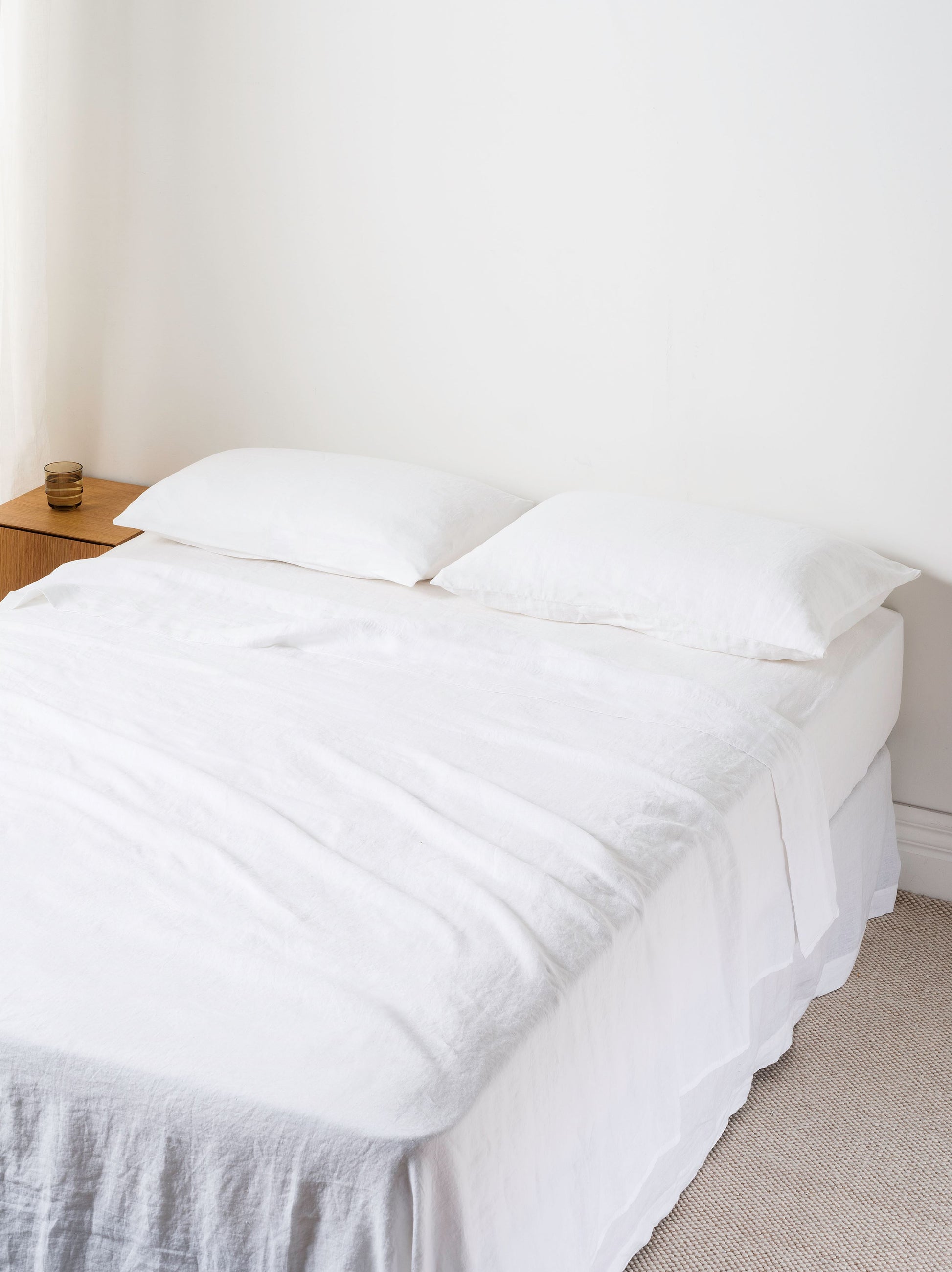 White Linen Fitted Sheet White / King
