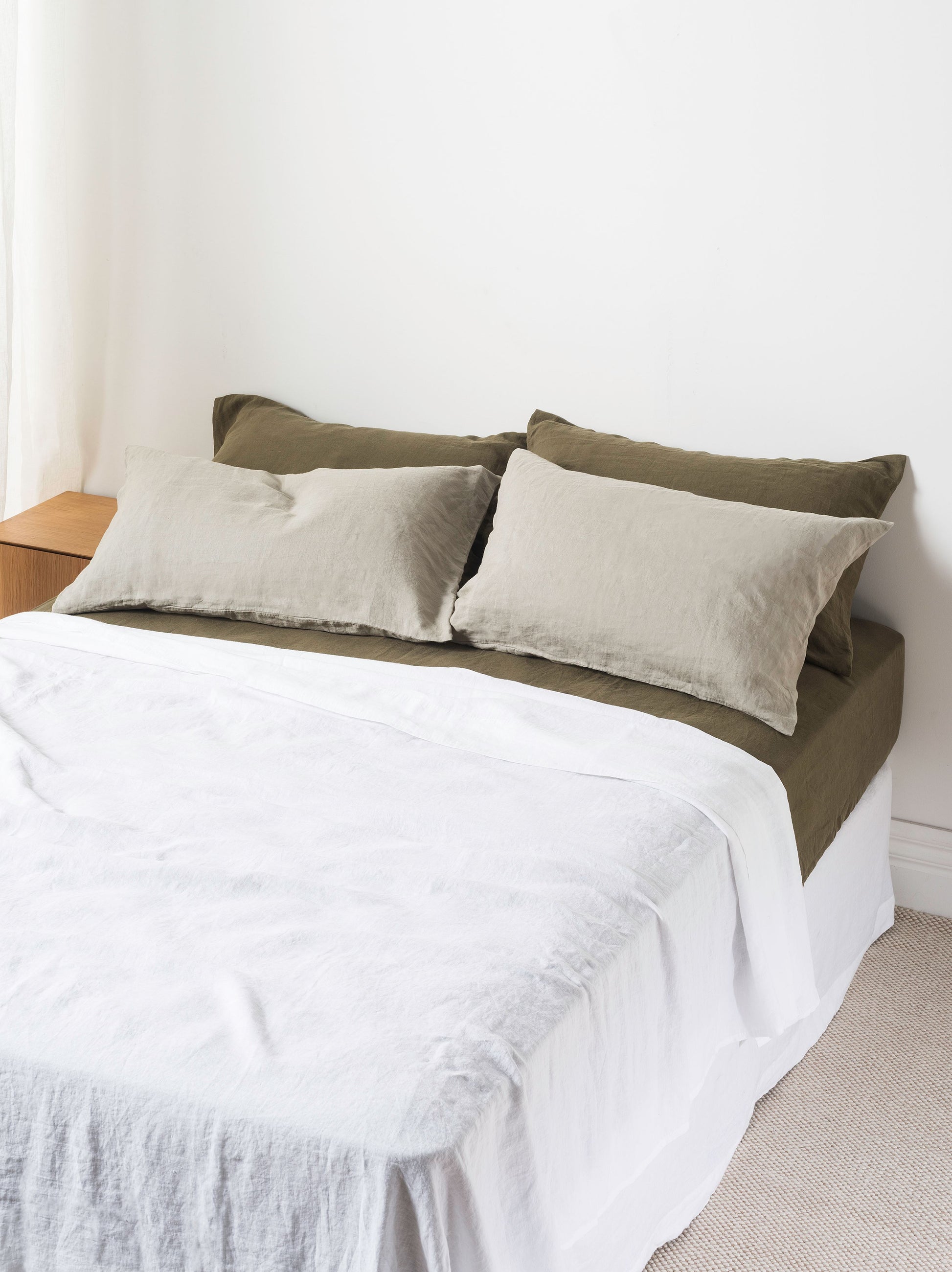 White Linen Flat Sheet White / King