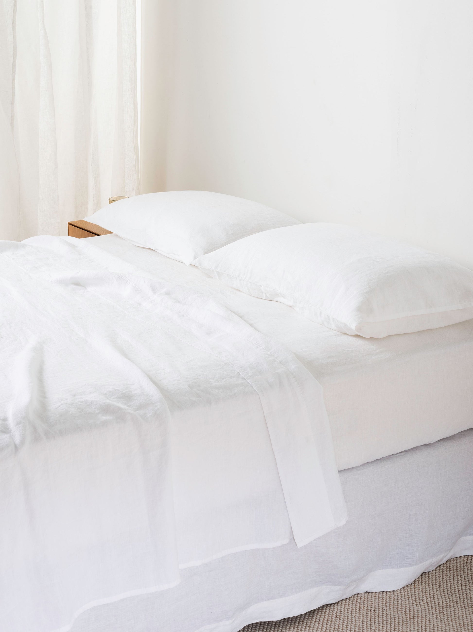 White Linen Flat Sheet White / Super King