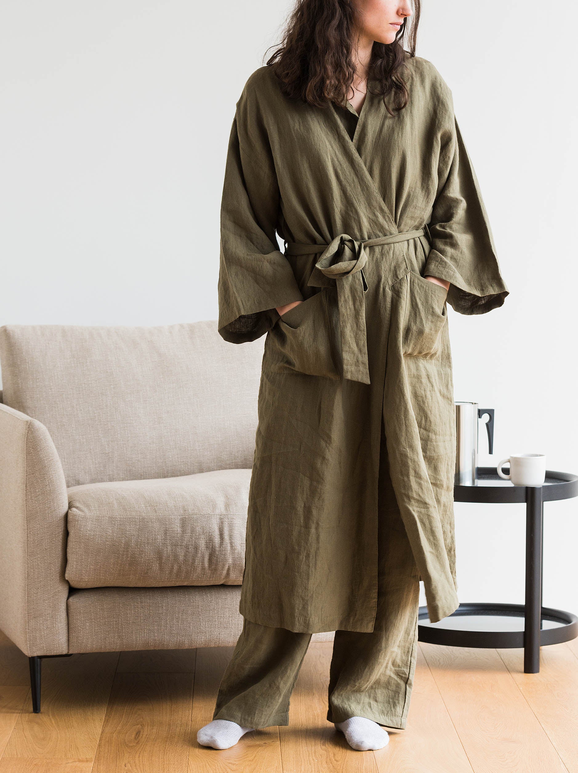 Ivy Linen Robe Ivy / Small/Medium