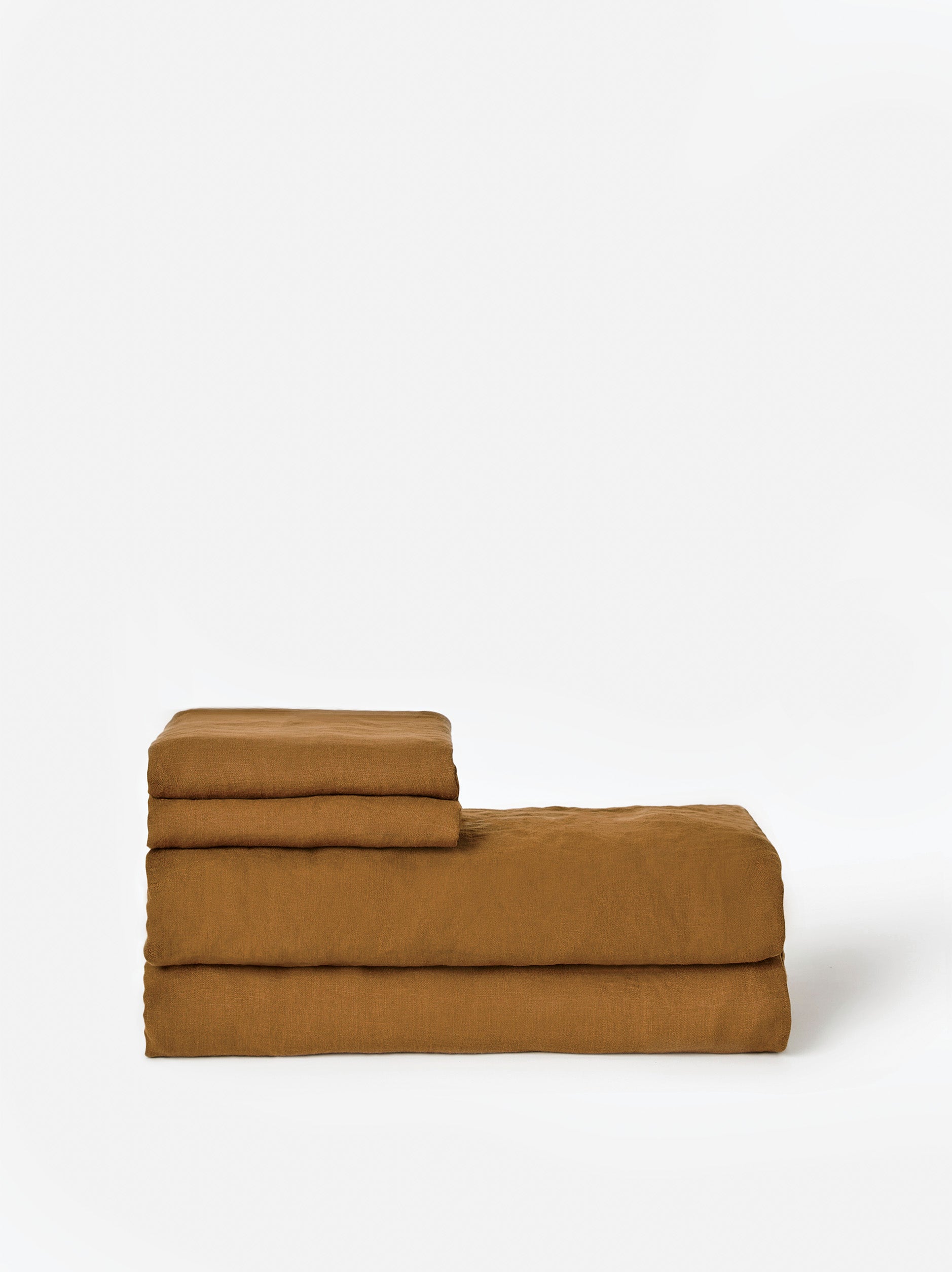 Ochre Linen Flat Sheet Ochre / King
