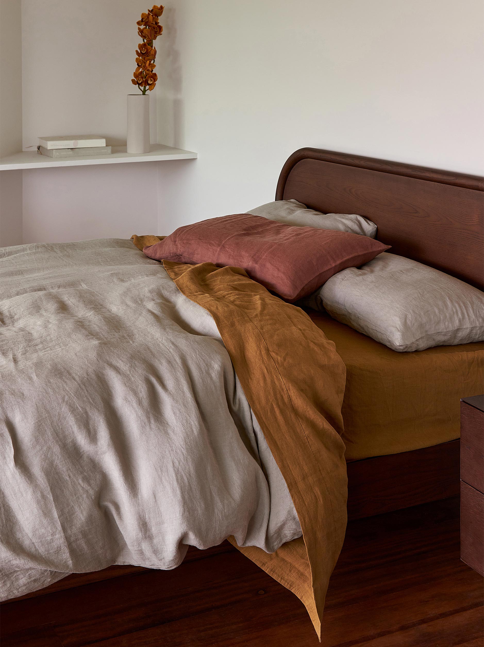 Ochre Linen Flat Sheet Ochre / Queen
