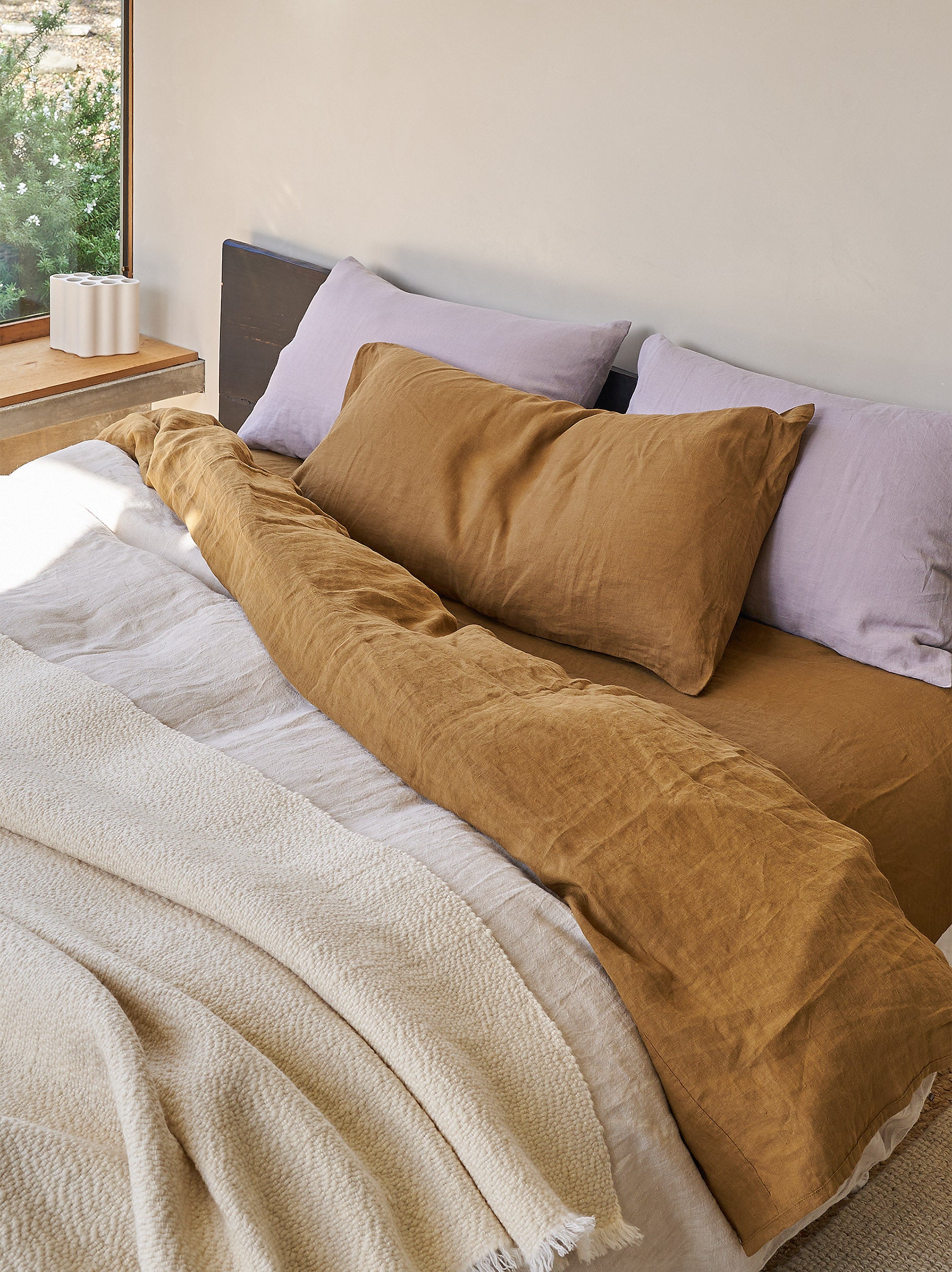 Ochre Linen Flat Sheet Ochre / Queen