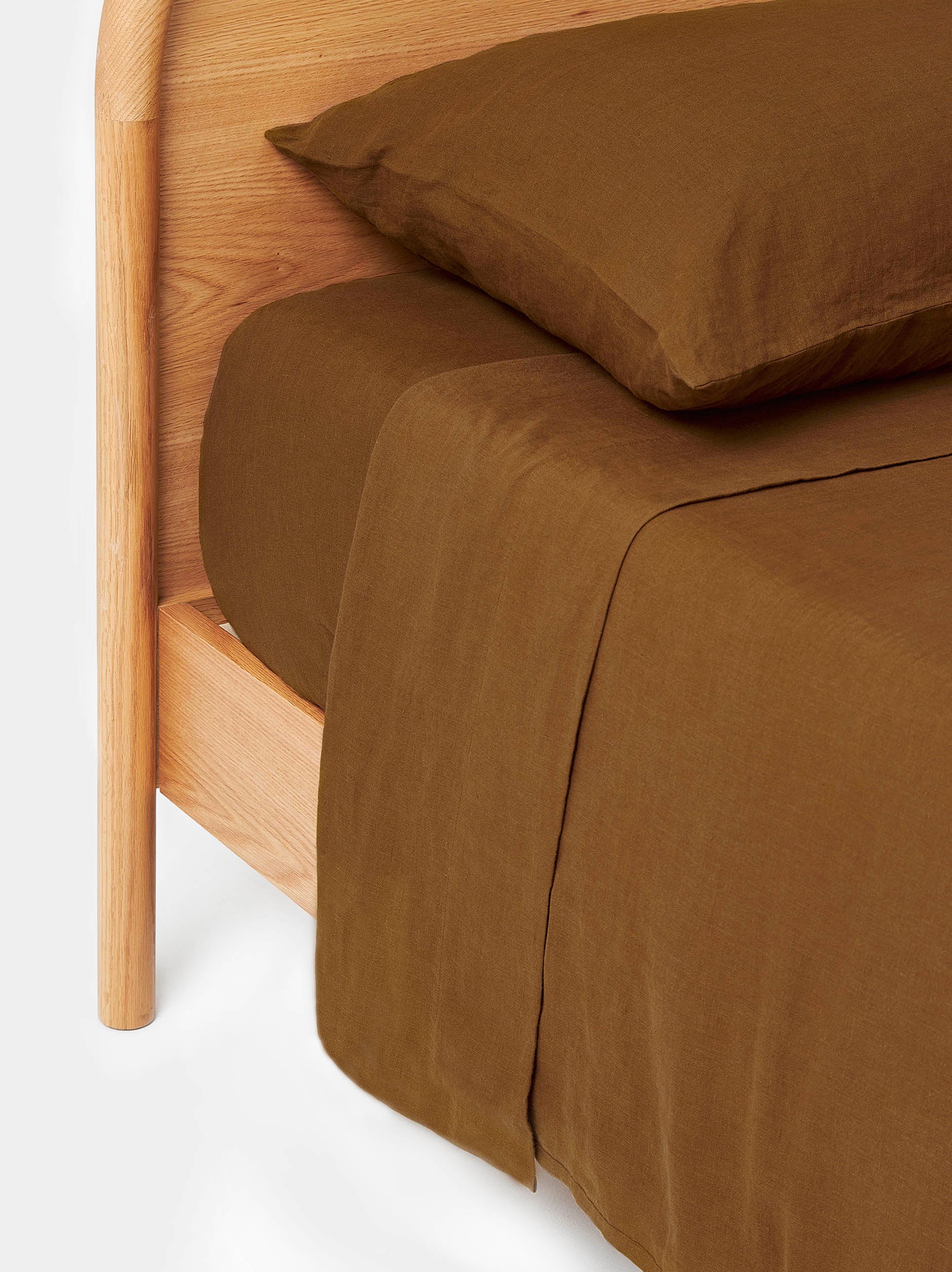 Ochre Linen Flat Sheet Ochre / Queen