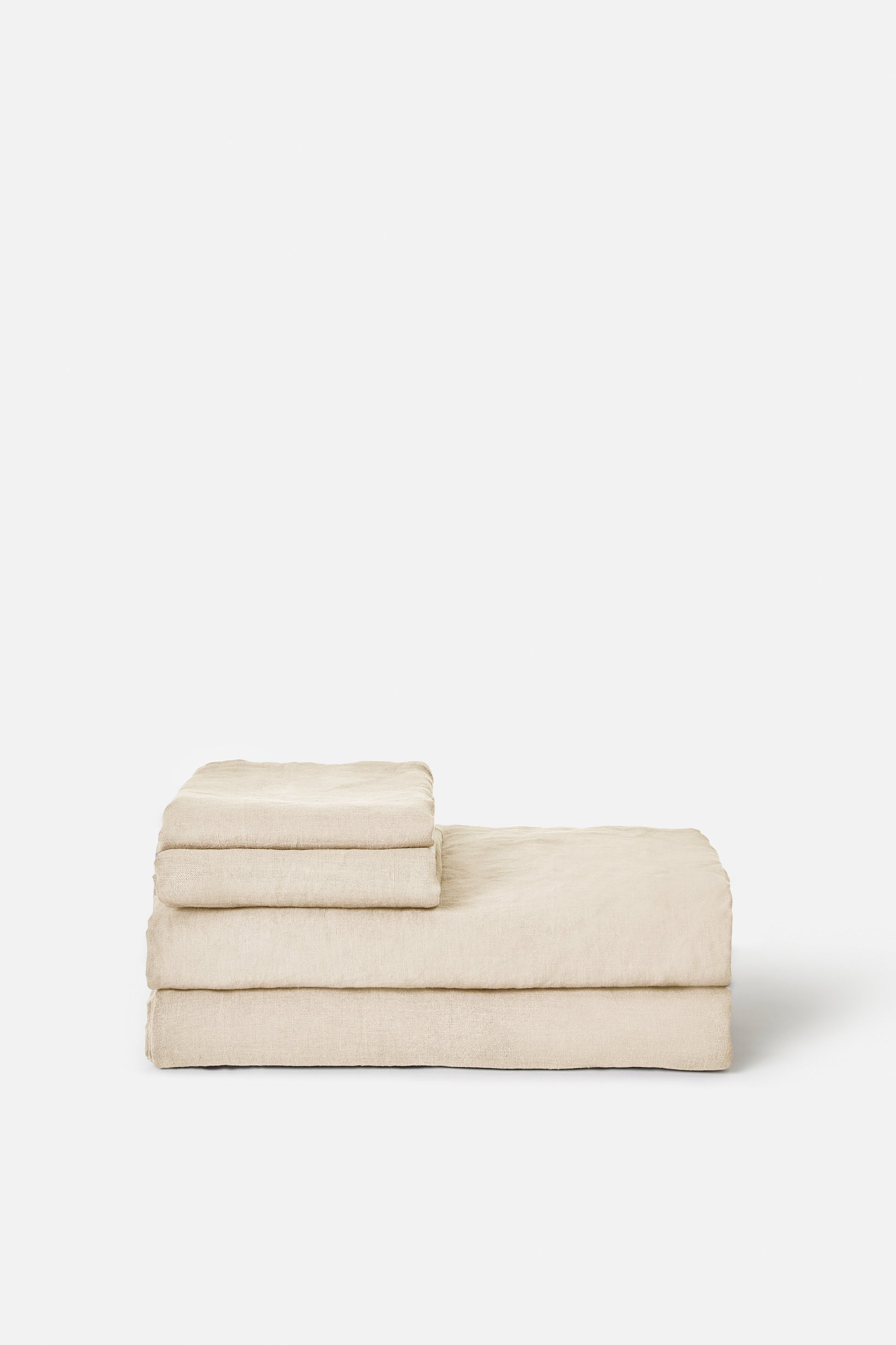 Chambray Linen Fitted Sheet Oatmeal / Super King
