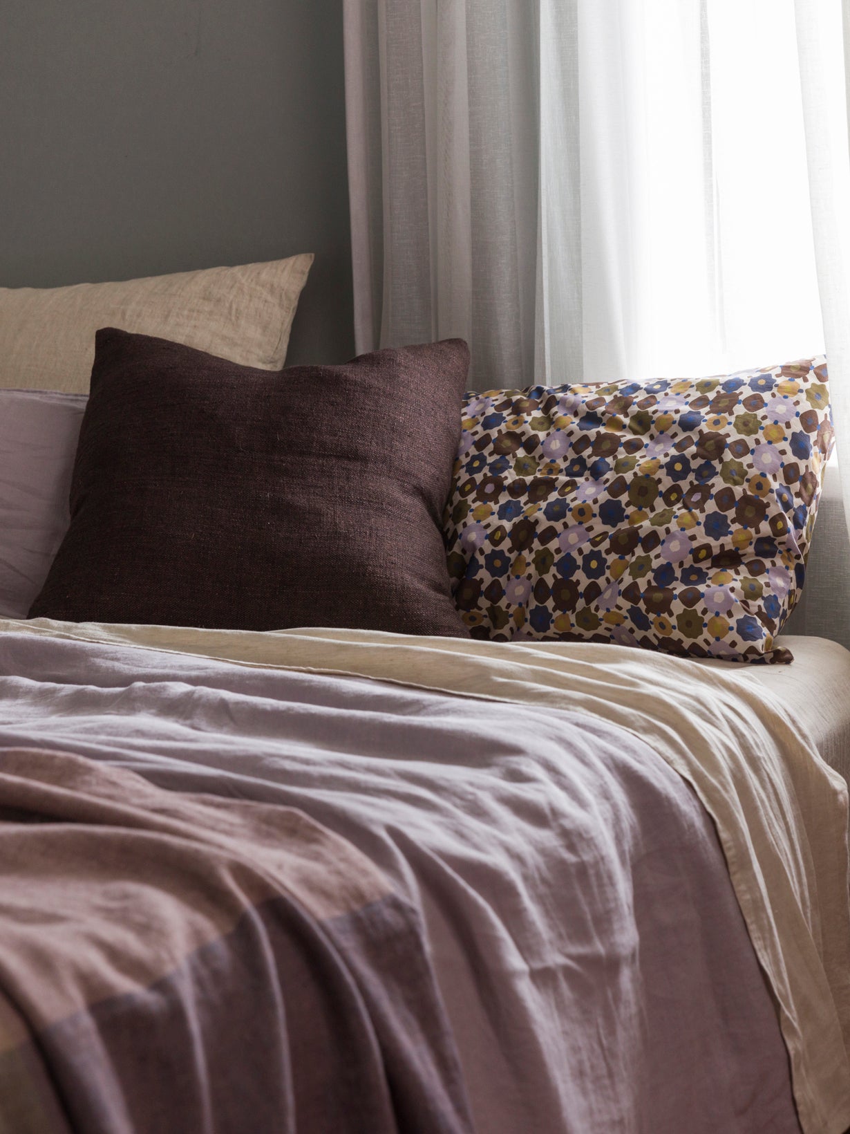 Chambray Linen Fitted Sheet Oatmeal / Super King