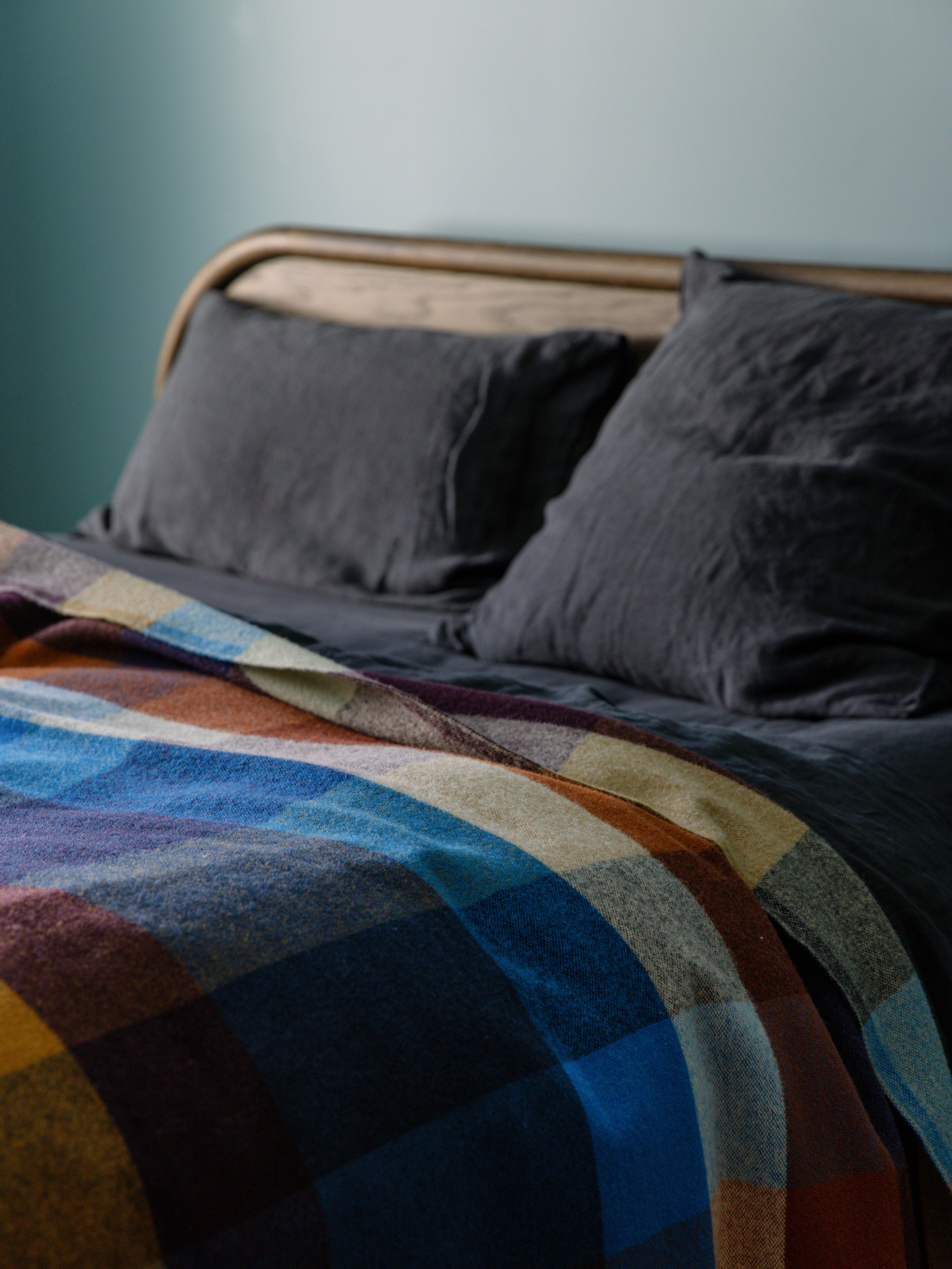 Blue Black Linen Euro Pillowcase Blue Black / European Pillowcase