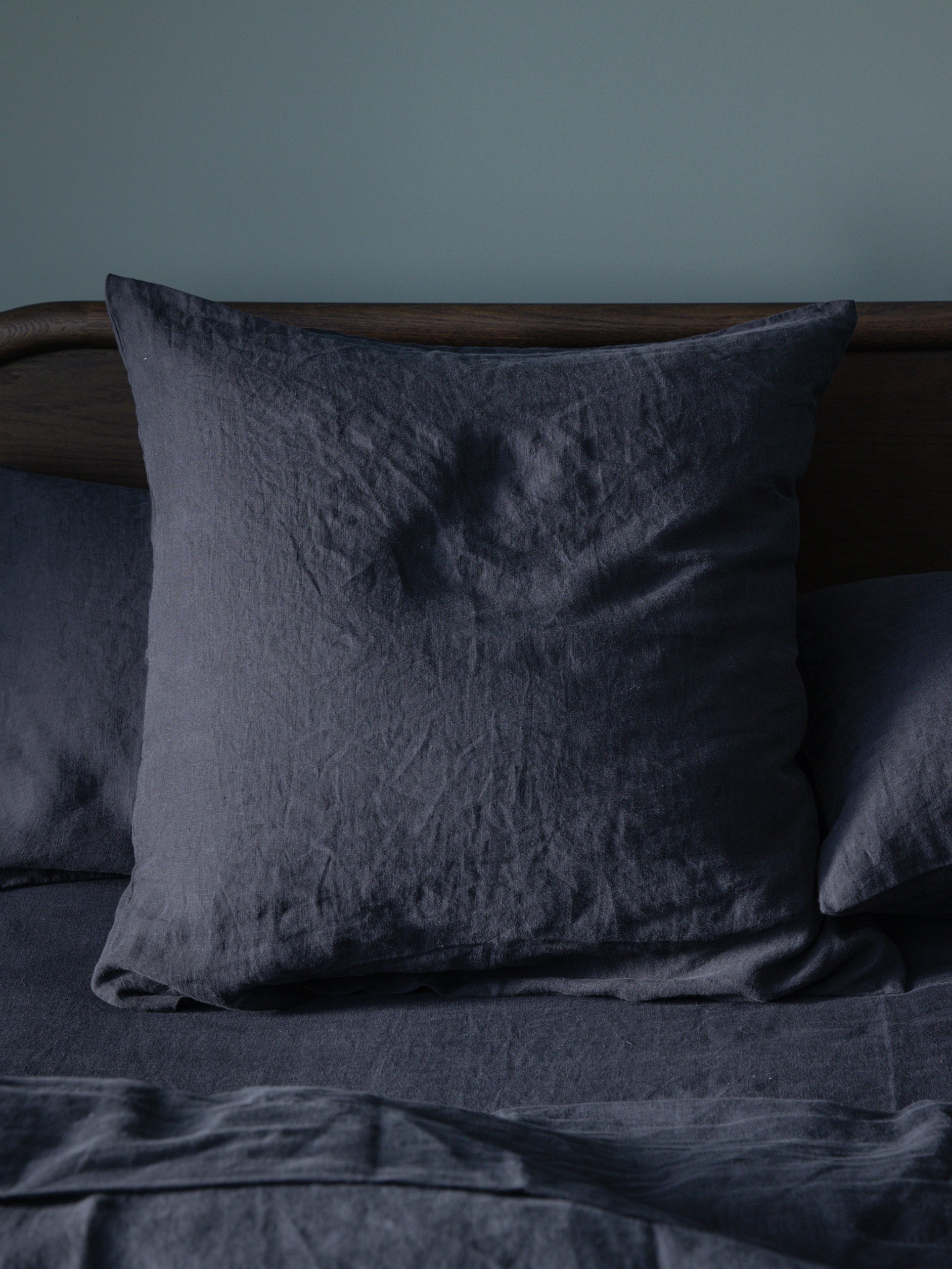 Blue Black Linen Euro Pillowcase Blue Black / European Pillowcase