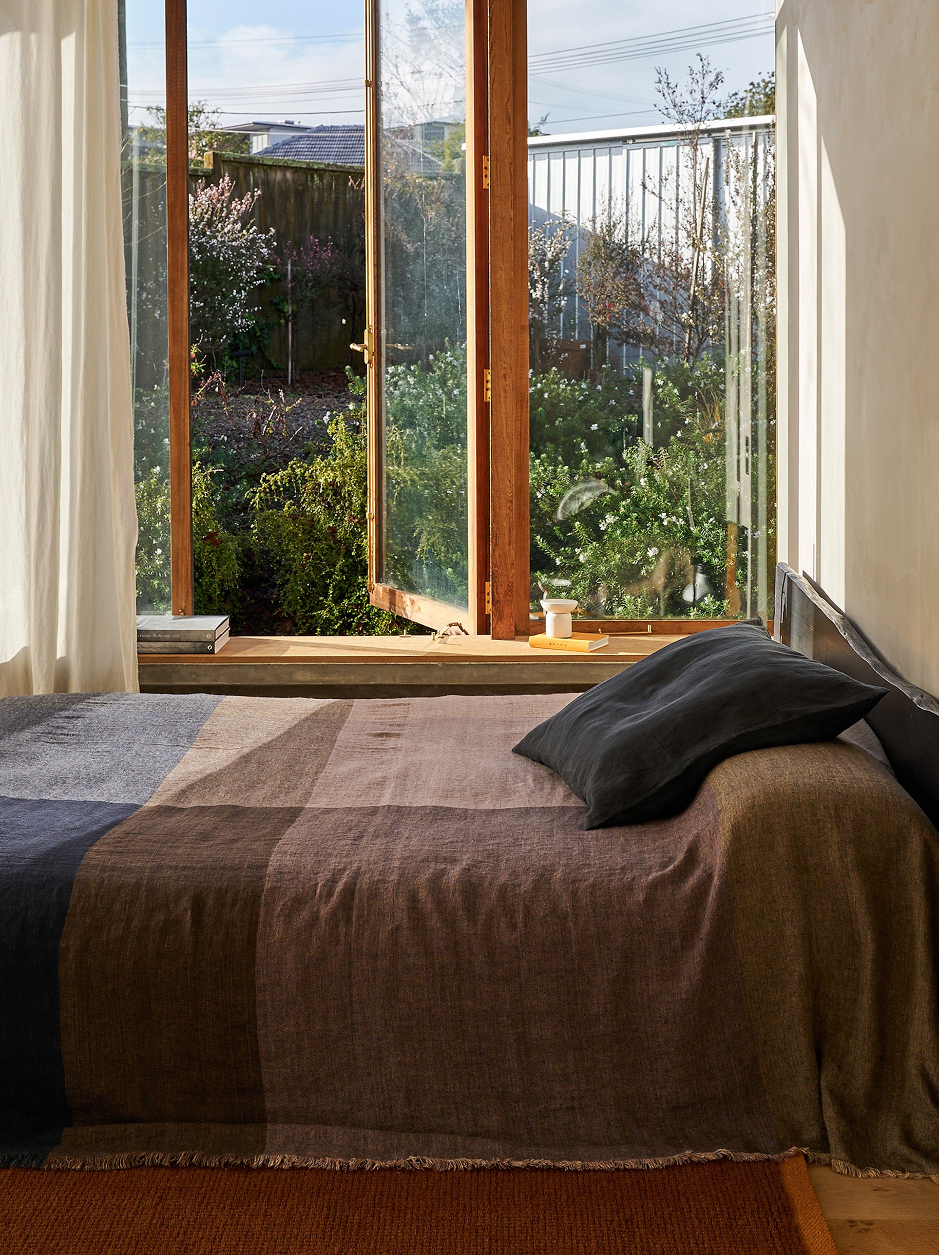 Blue Black Linen Euro Pillowcase Blue Black / European Pillowcase