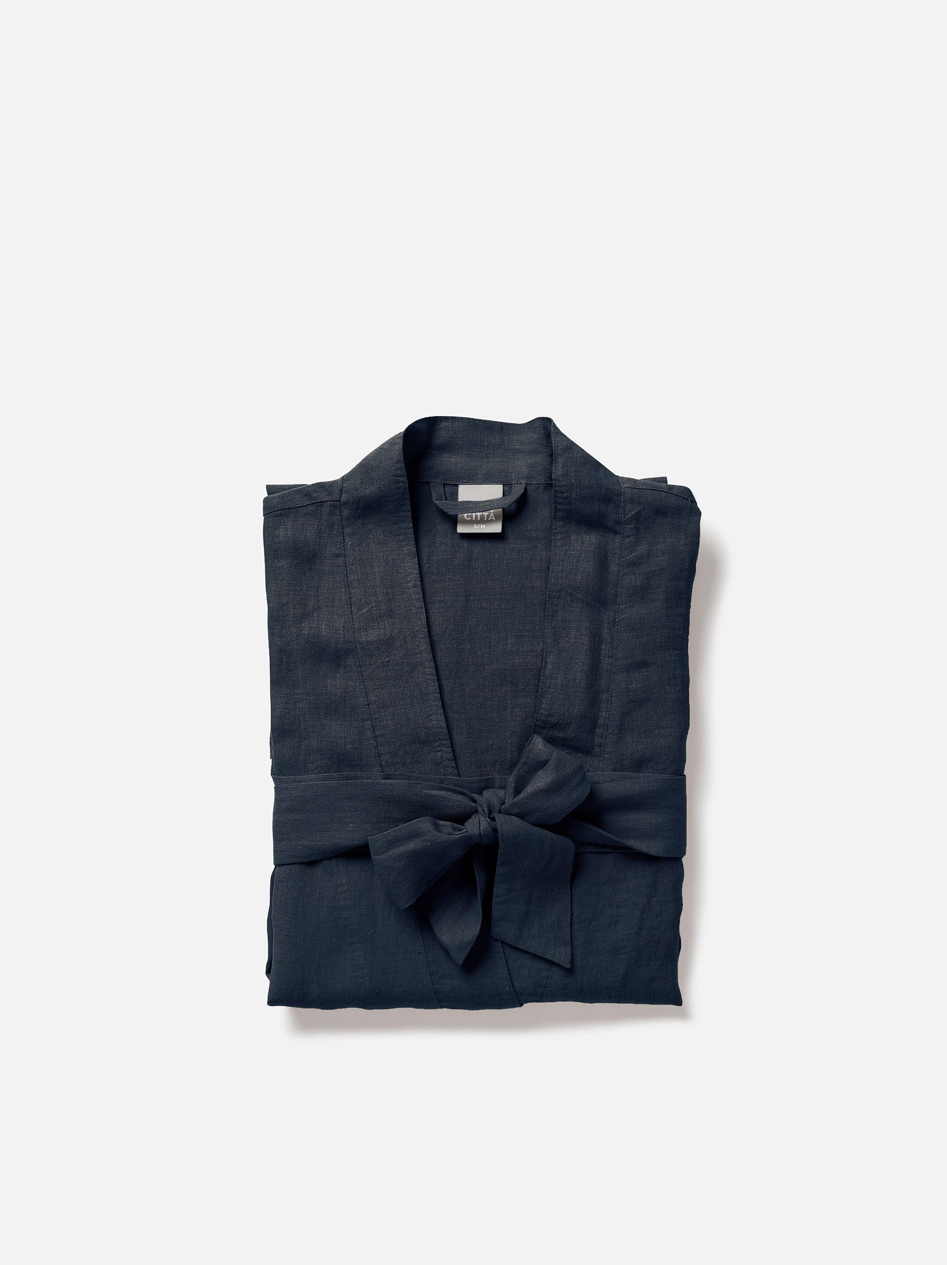 Blue Black Womens Linen Robe Blue Black / Small/Medium