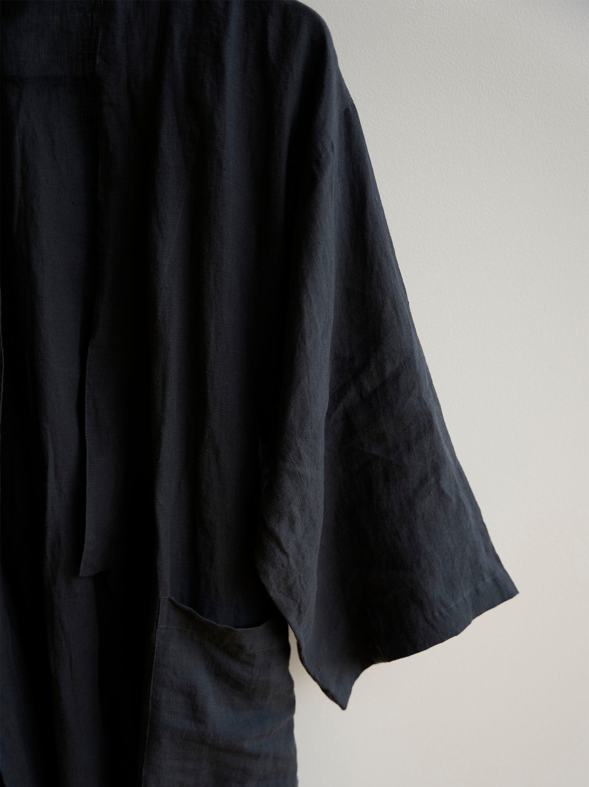 Blue Black Mens Linen Robe Blue Black / Small/Medium