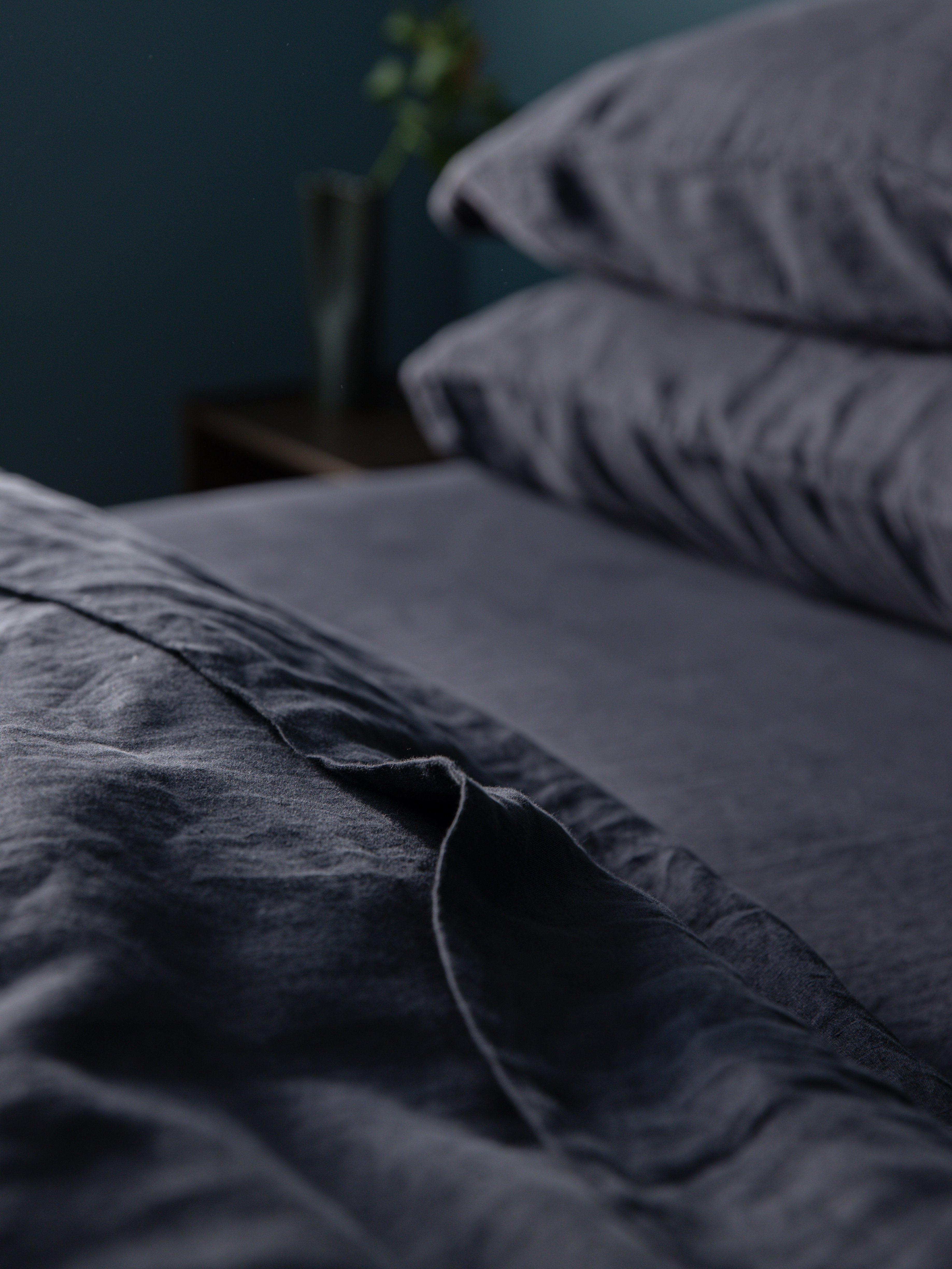 Blue Black Linen Duvet Cover Blue Black / King Single/Double