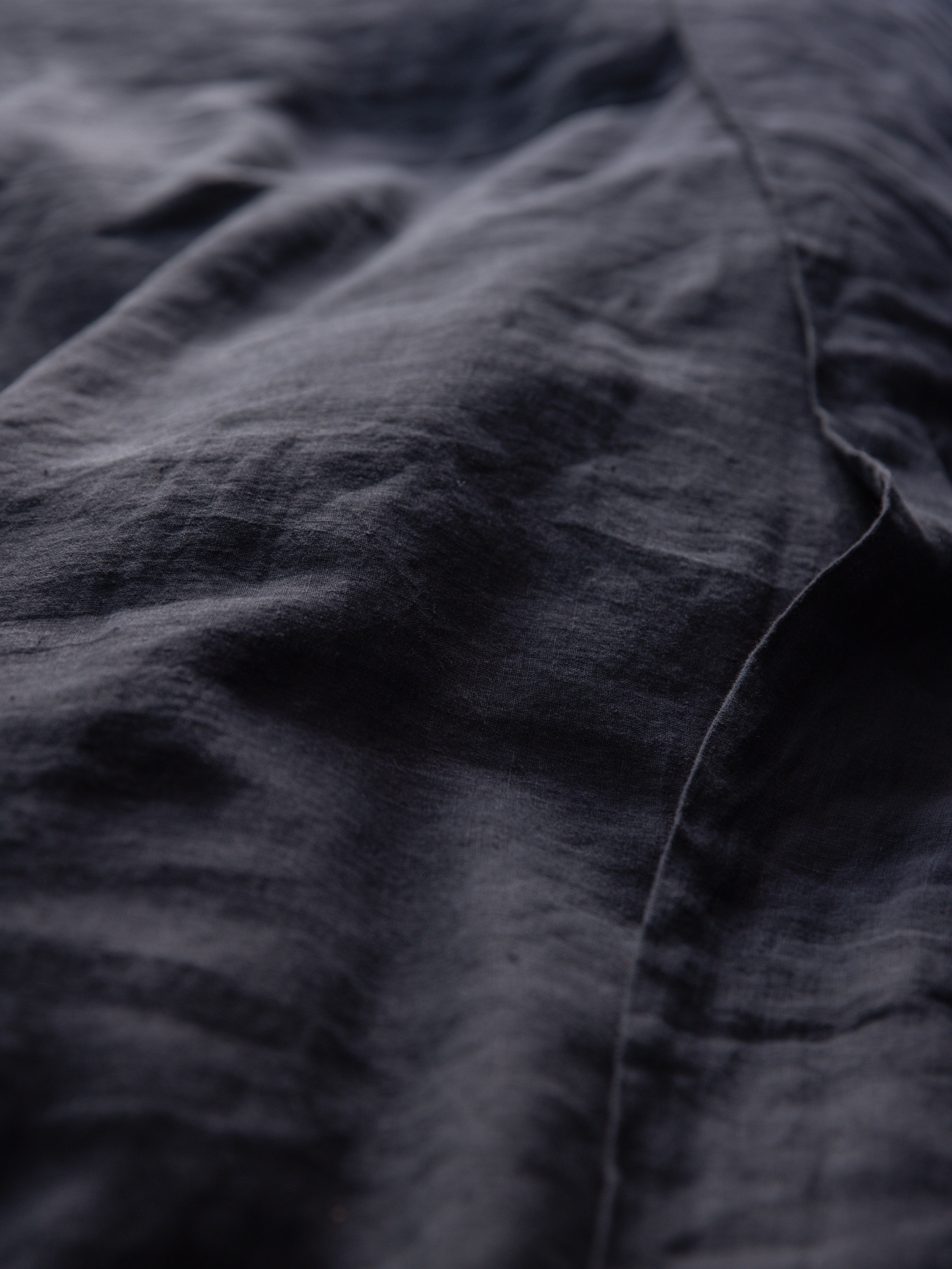 Blue Black Linen Duvet Cover Blue Black / King