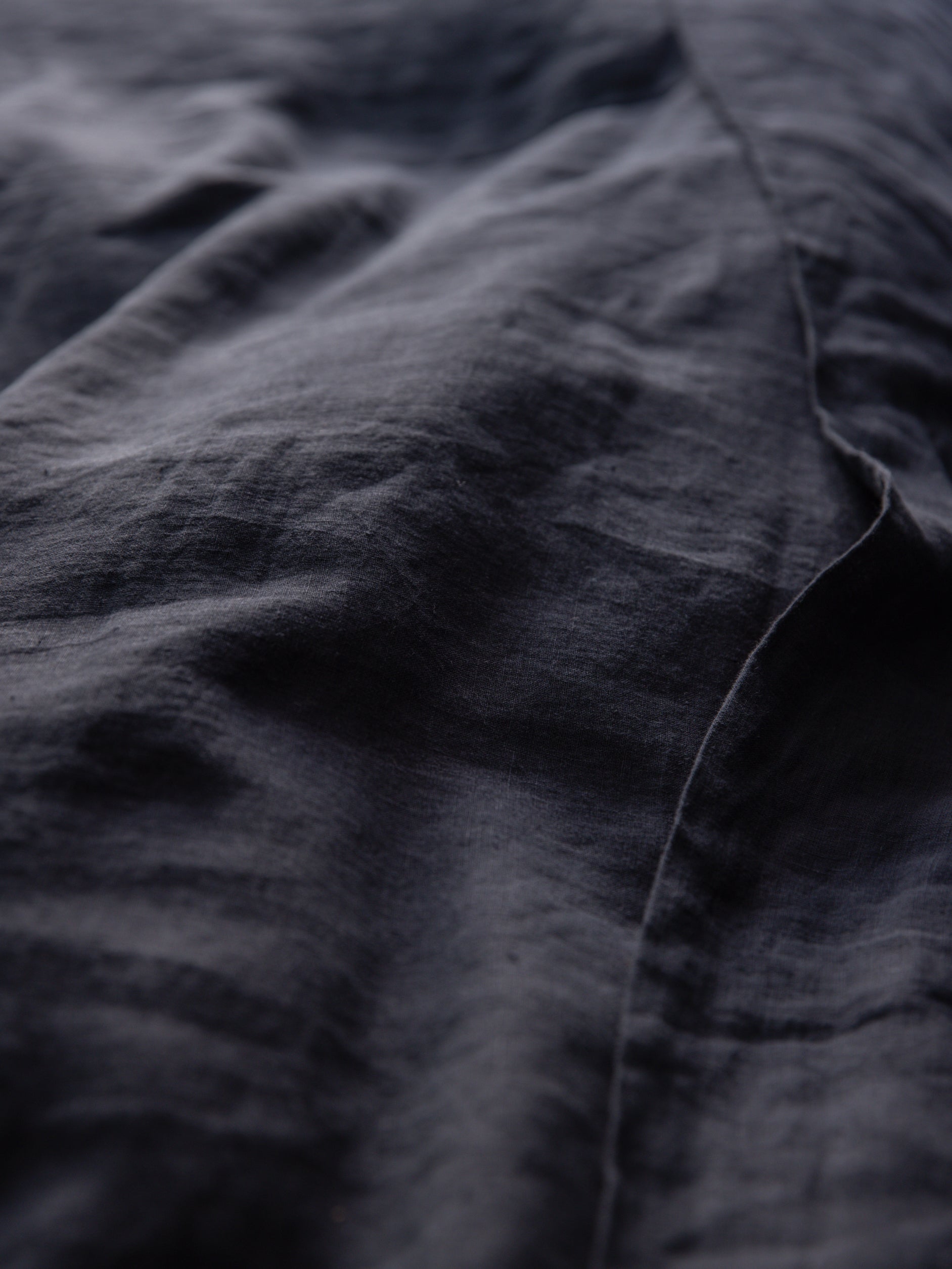 Blue Black Linen Duvet Cover Blue Black / King