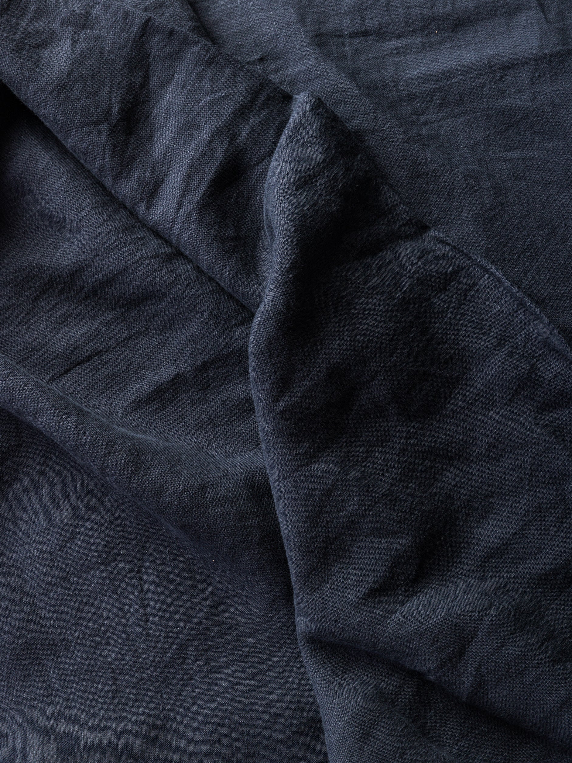 Blue Black Linen Duvet Cover Blue Black / King