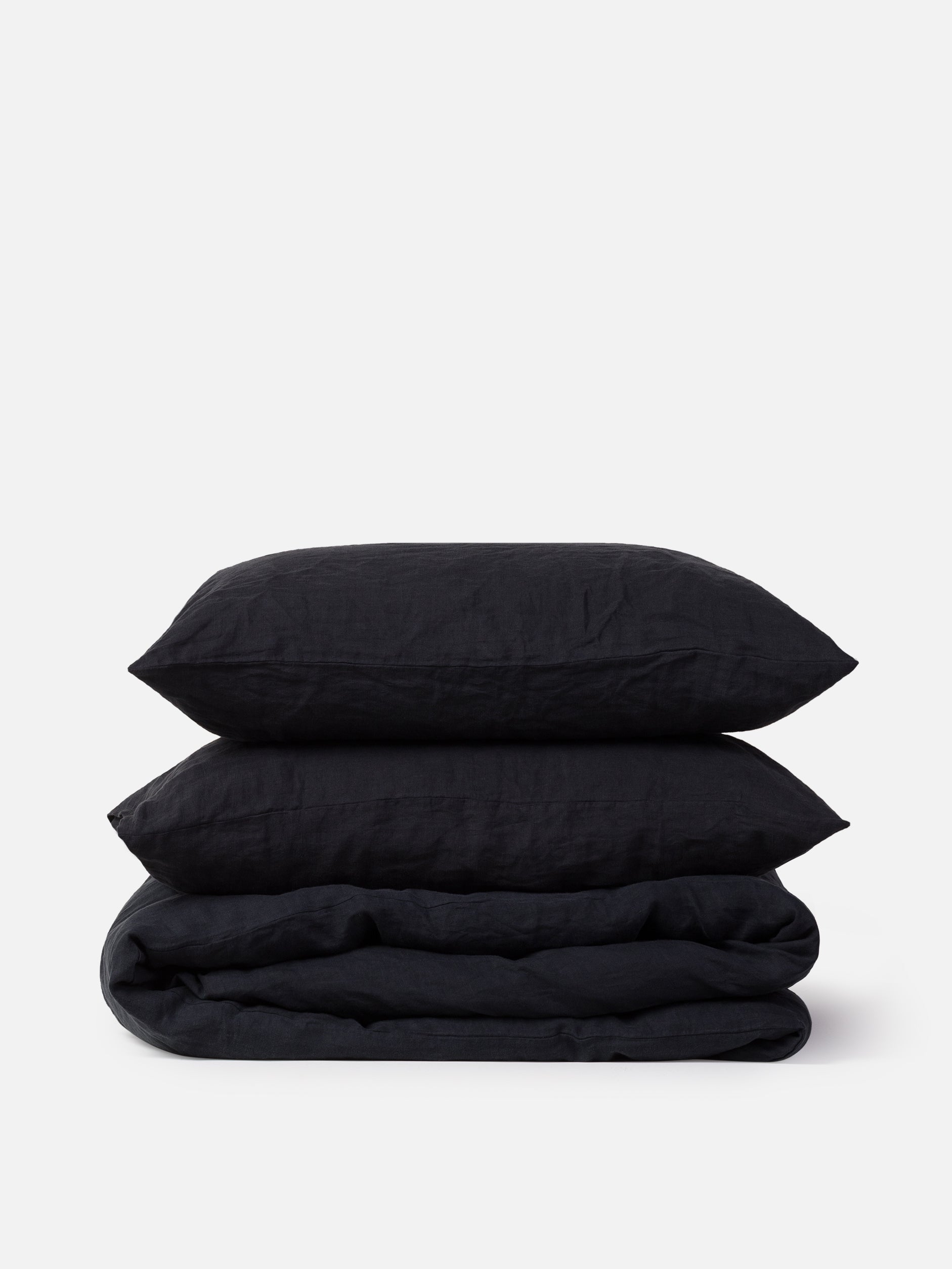 Blue Black Linen Duvet Cover Blue Black / Queen