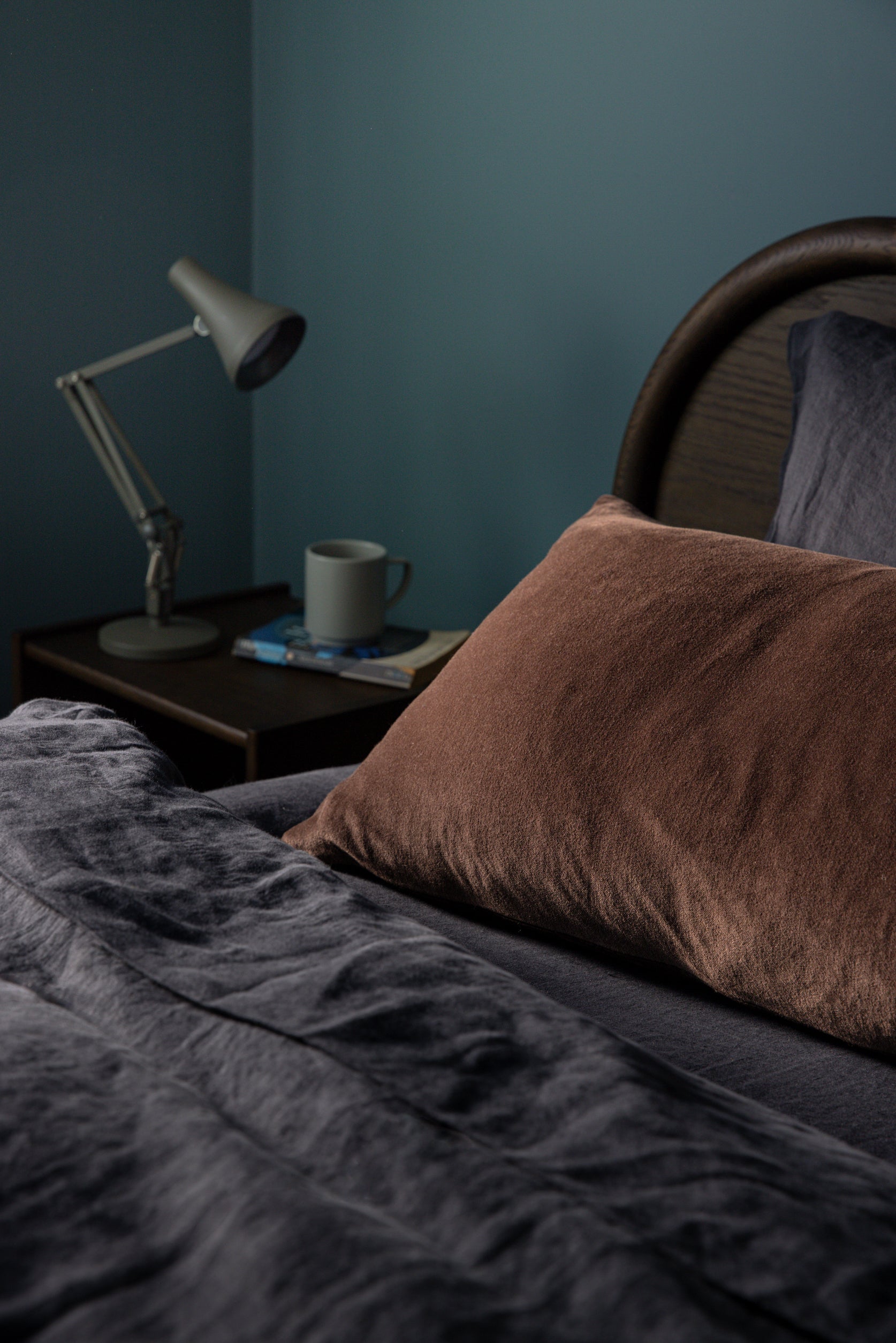 Blue Black Linen Duvet Cover Blue Black / Queen