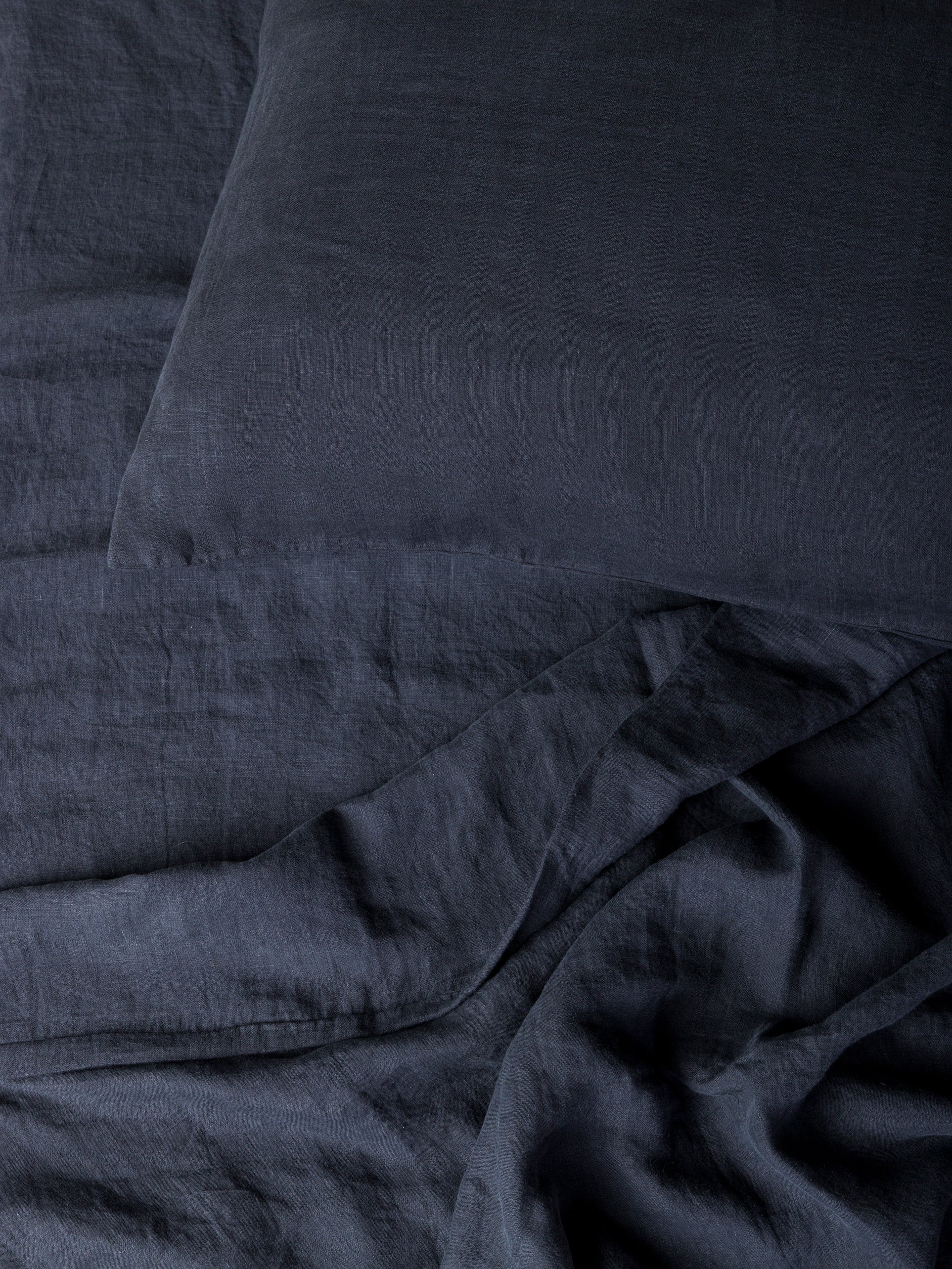Blue Black Linen Duvet Cover Blue Black / Queen