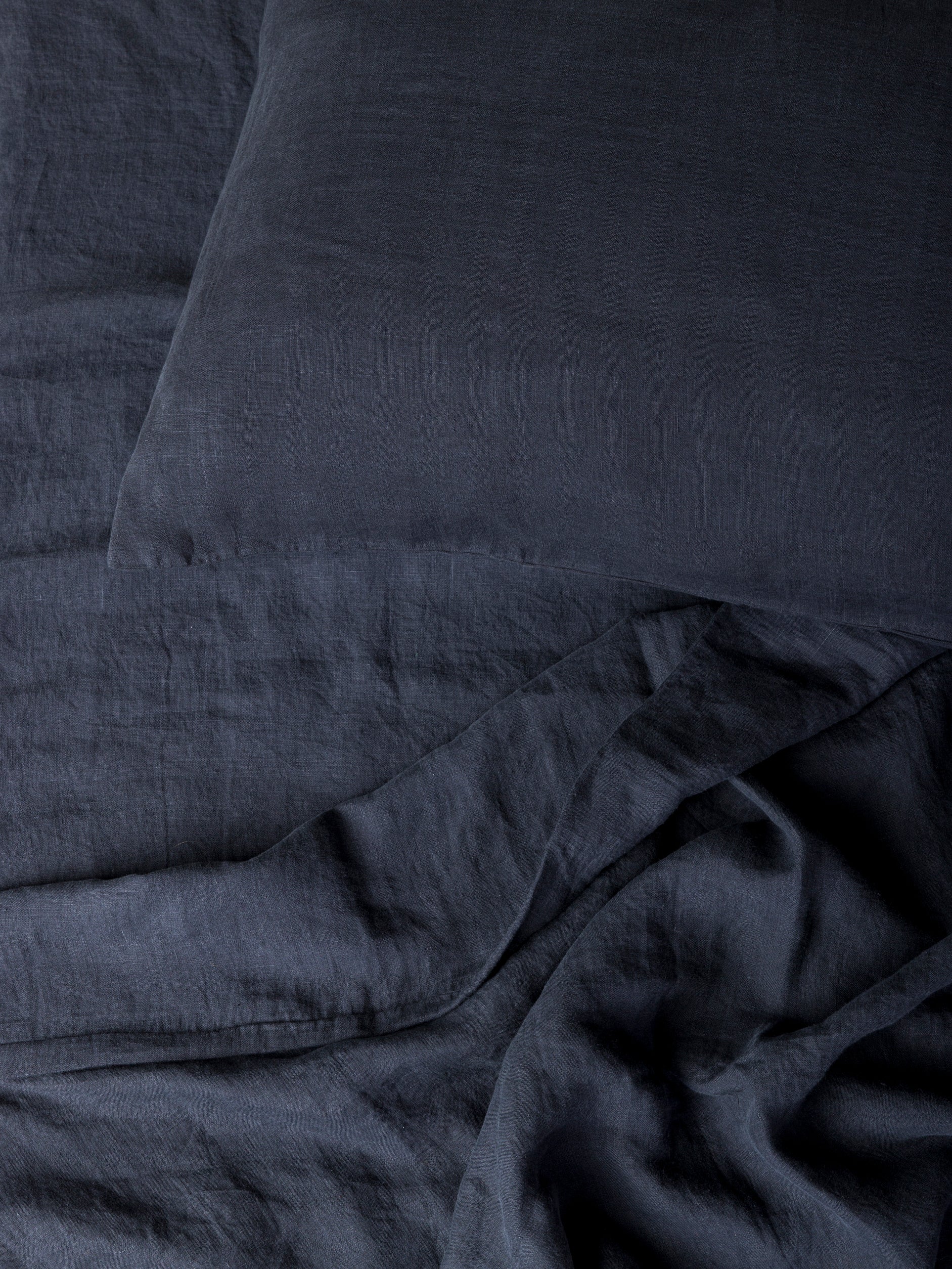 Blue Black Linen Fitted Sheet Blue Black / King
