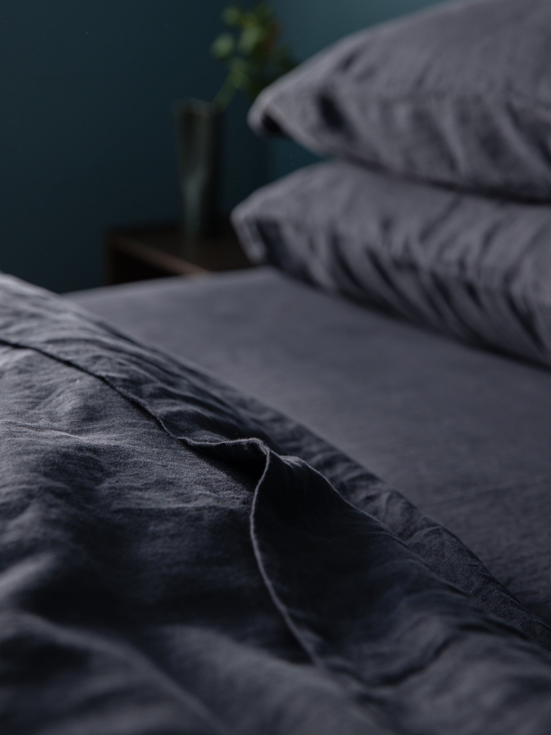 Blue Black Linen Flat Sheet Blue Black / King