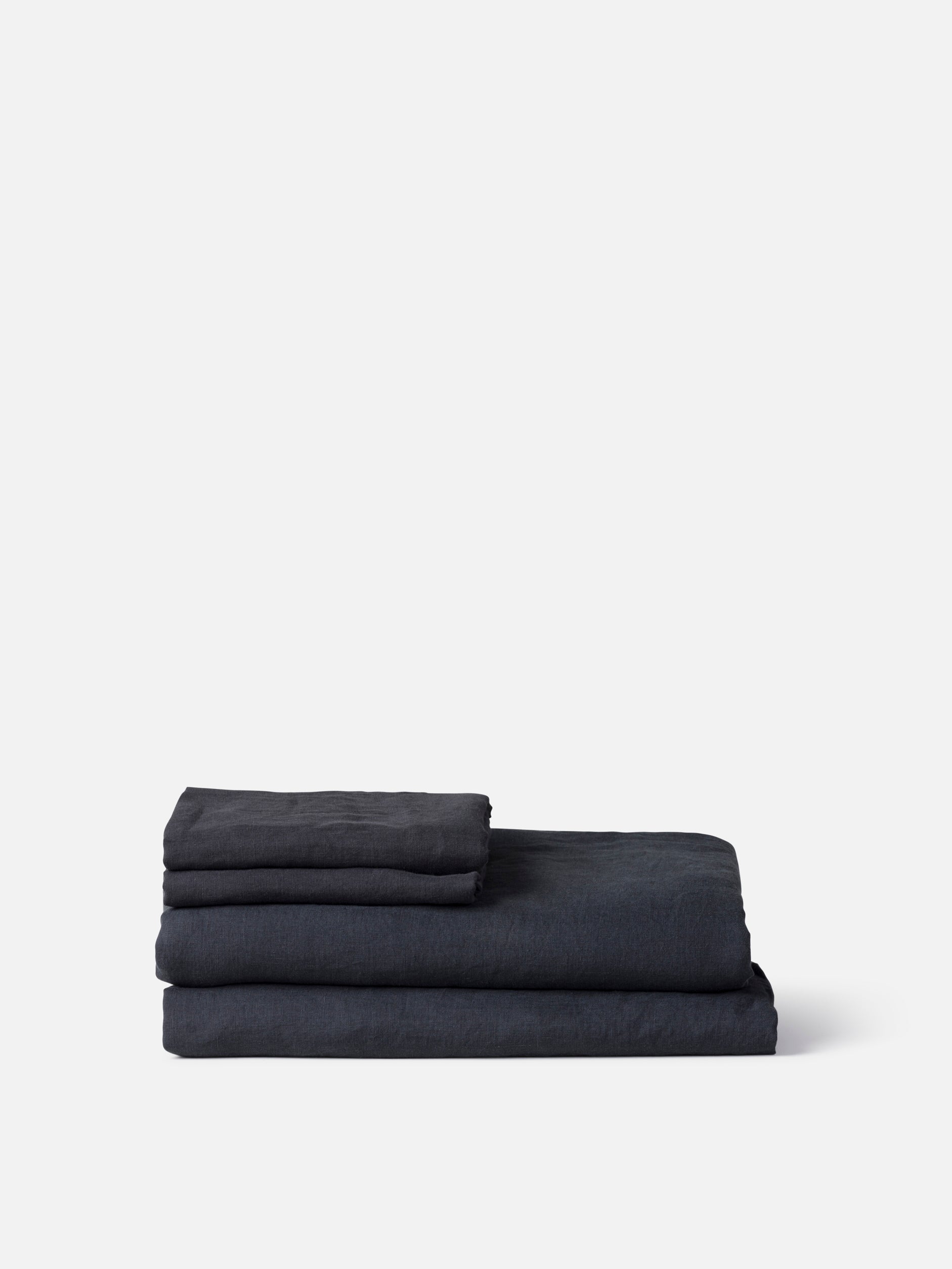 Blue Black Linen Flat Sheet Blue Black / Queen