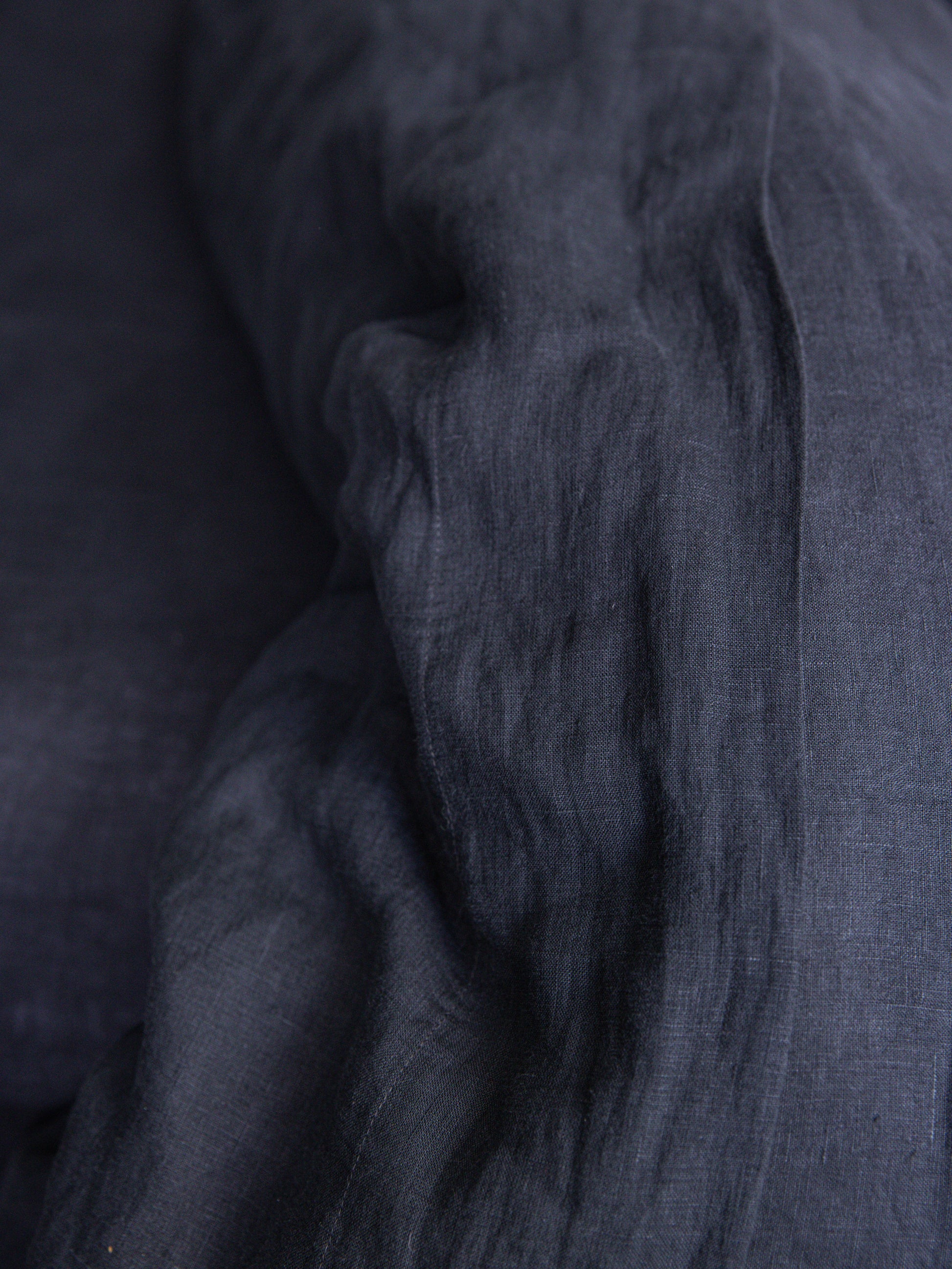 Blue Black Linen Flat Sheet Blue Black / Queen