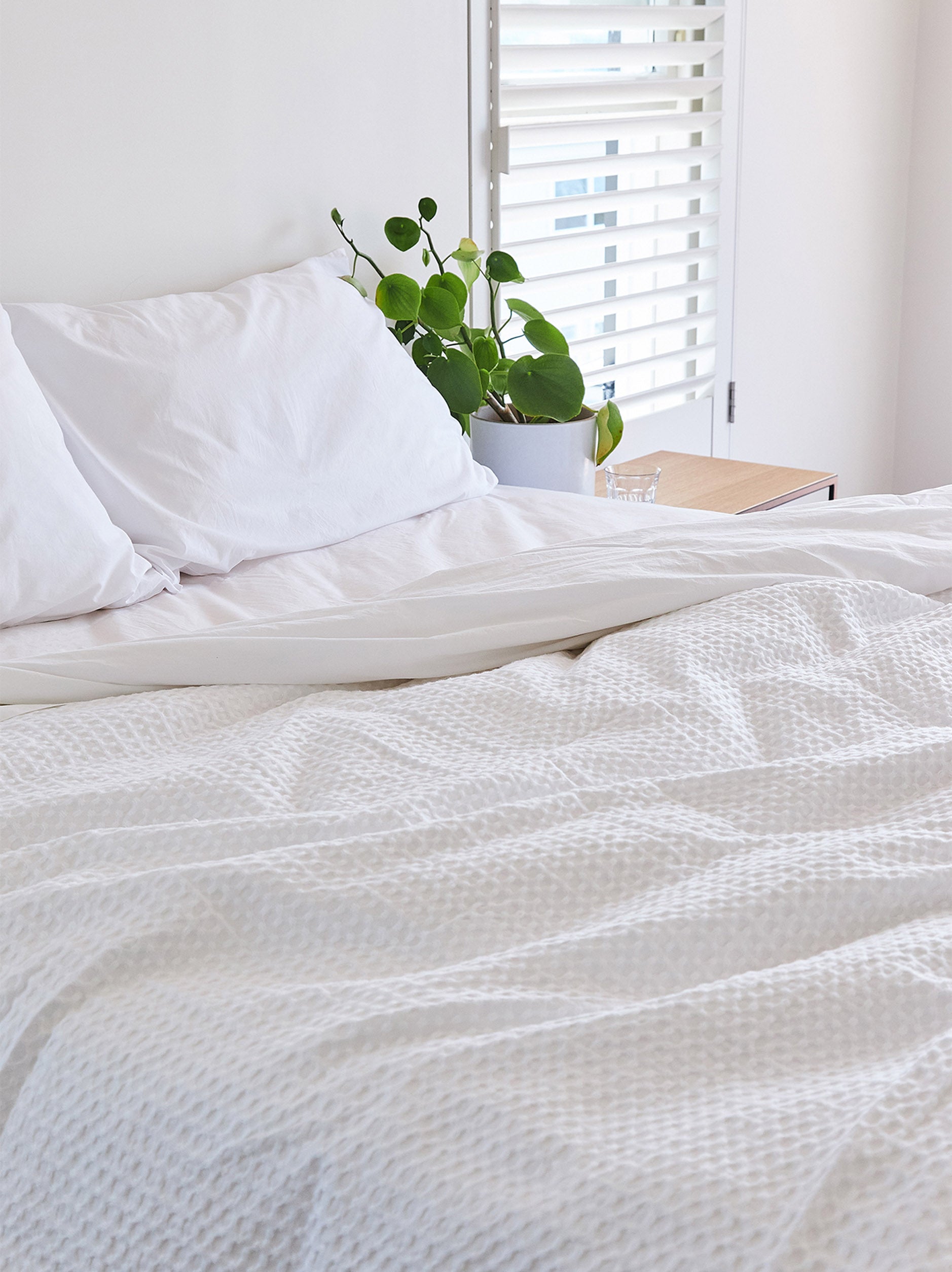 Waffle Organic Cotton Duvet Cover White / King