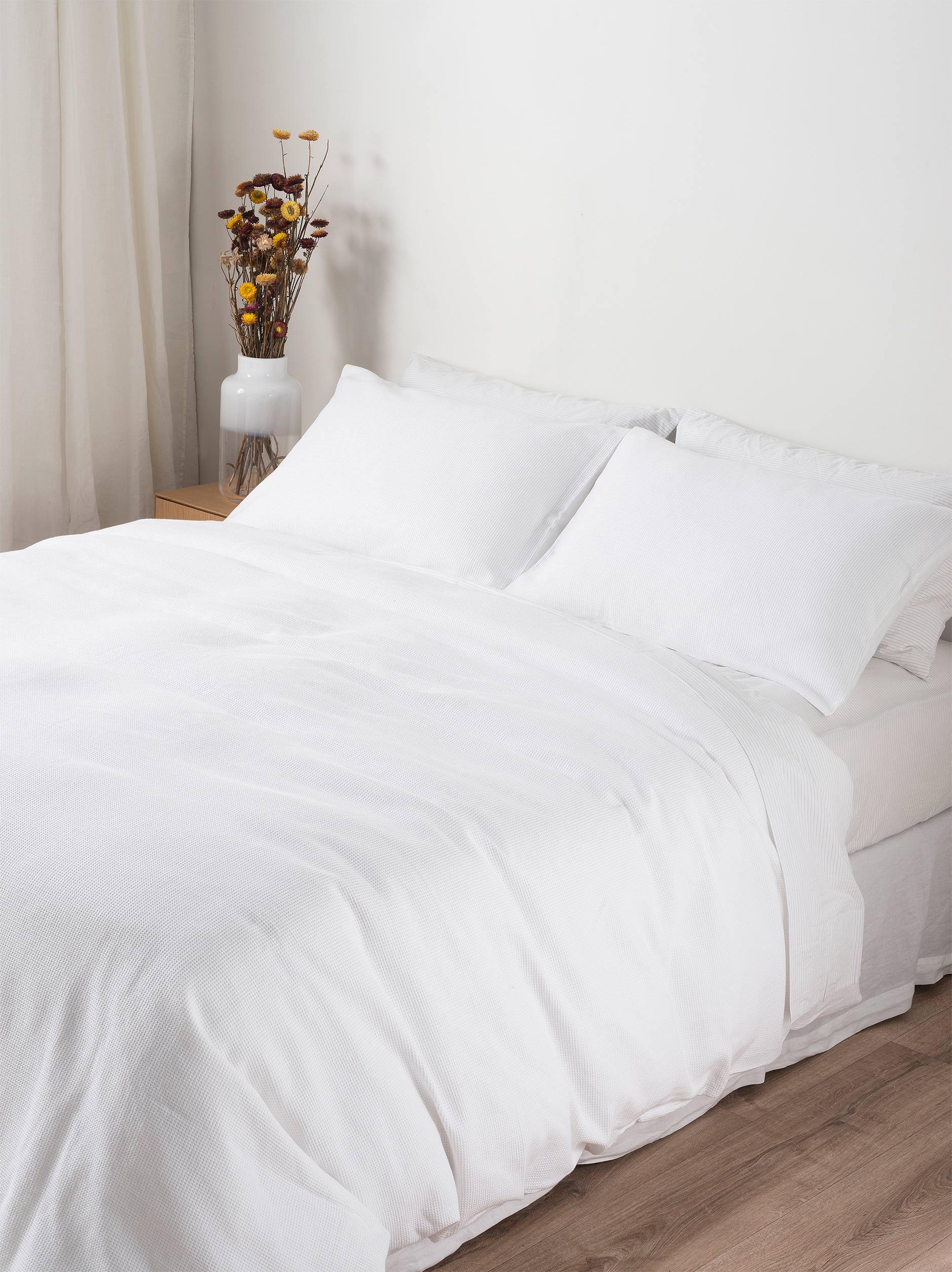 Mini Waffle Organic Cotton Duvet Cover White / King