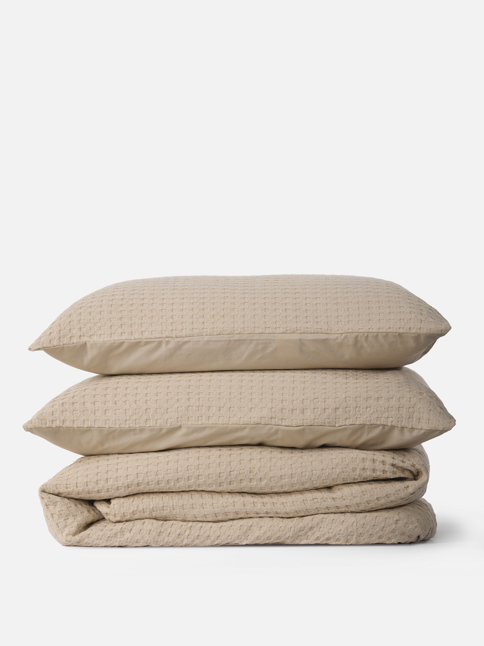 Textured Waffle Duvet Cover Natural / Super King