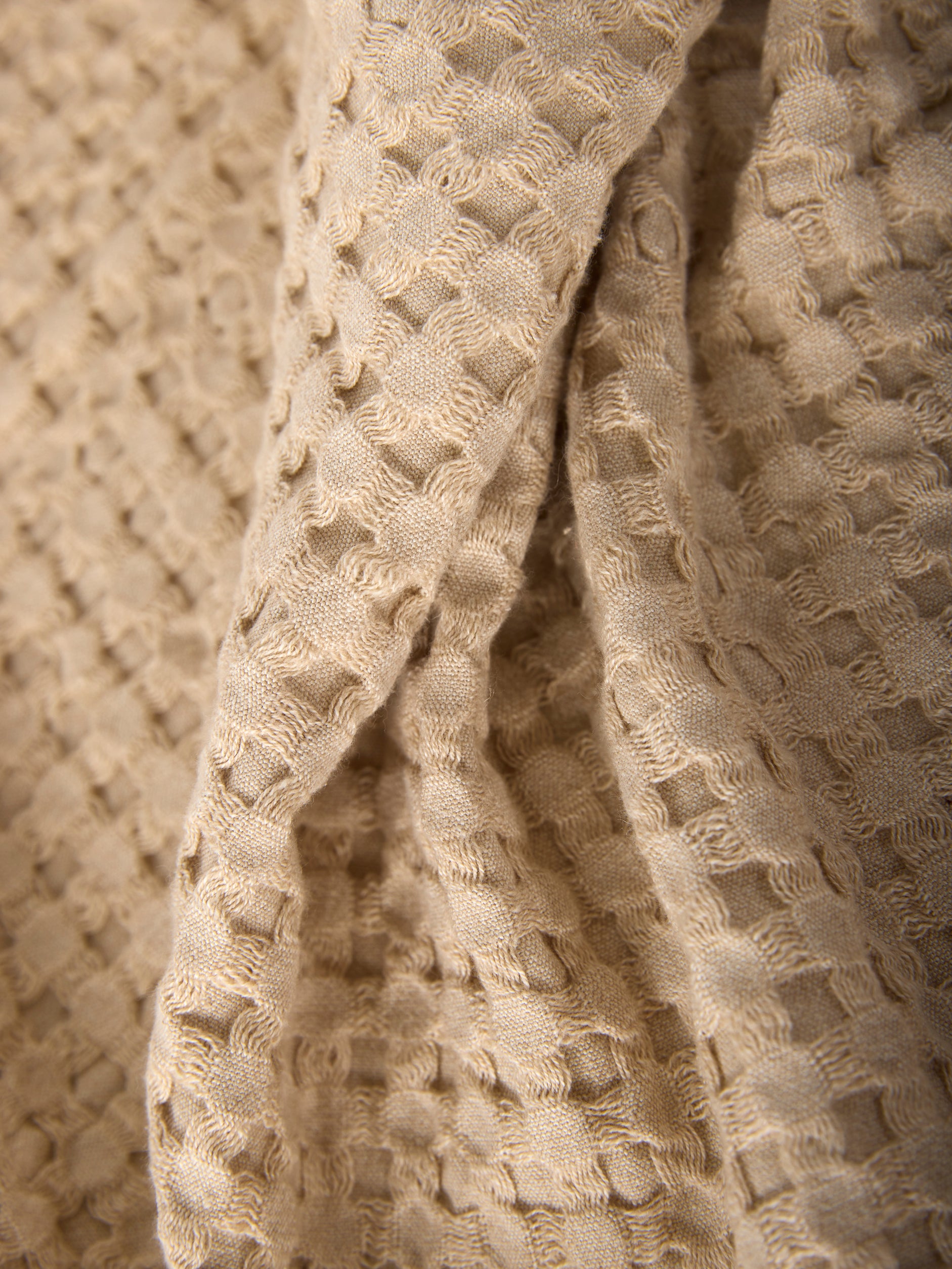 Textured Waffle Duvet Cover Natural / Super King
