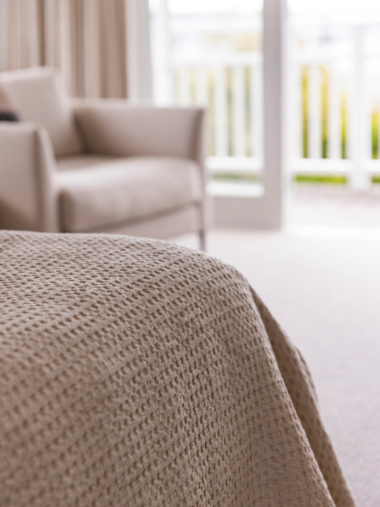 Textured Waffle Bedspread Natural / Queen