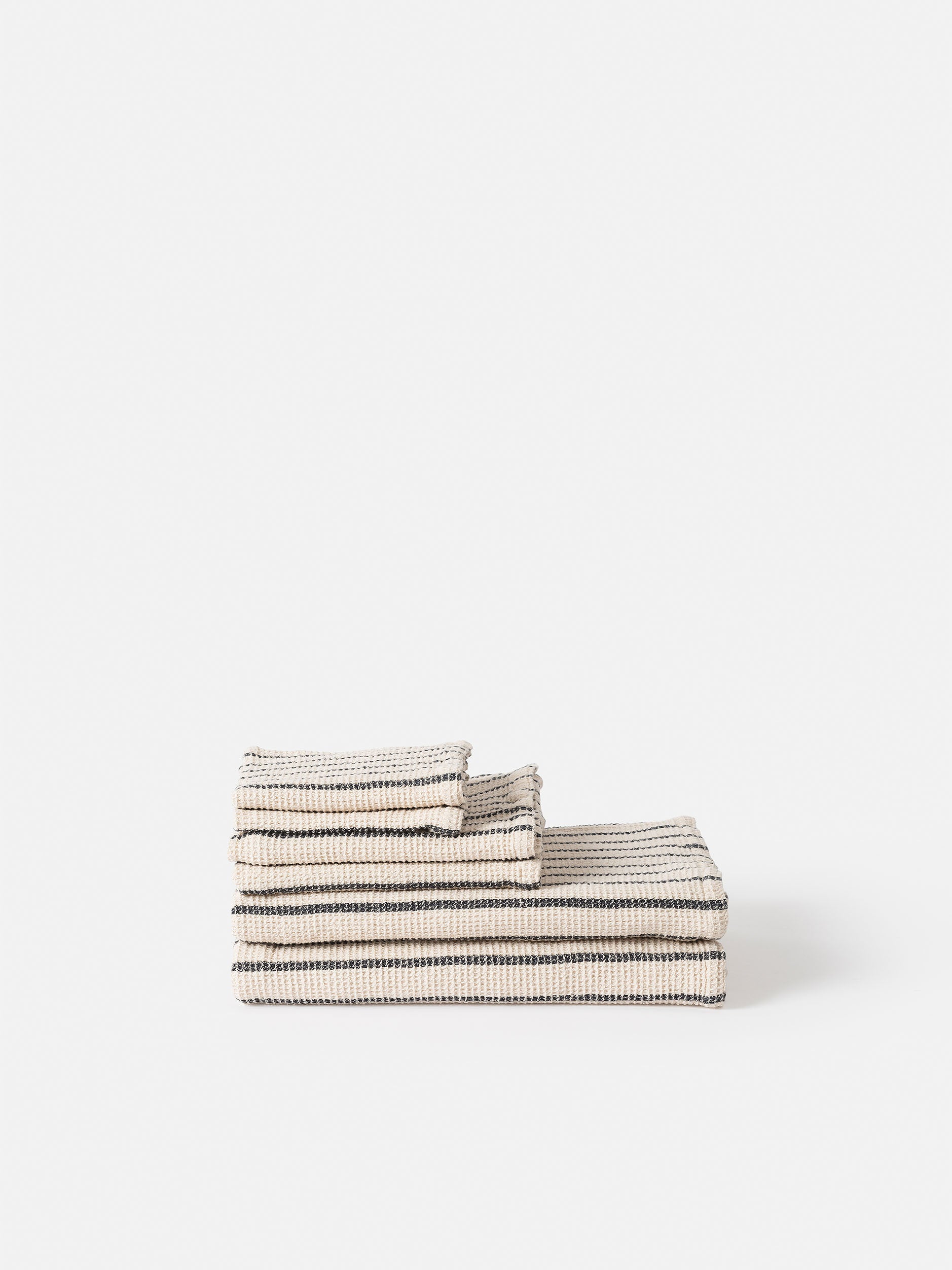 Stripe Waffle Face Cloth Natural/Navy / Face Cloth