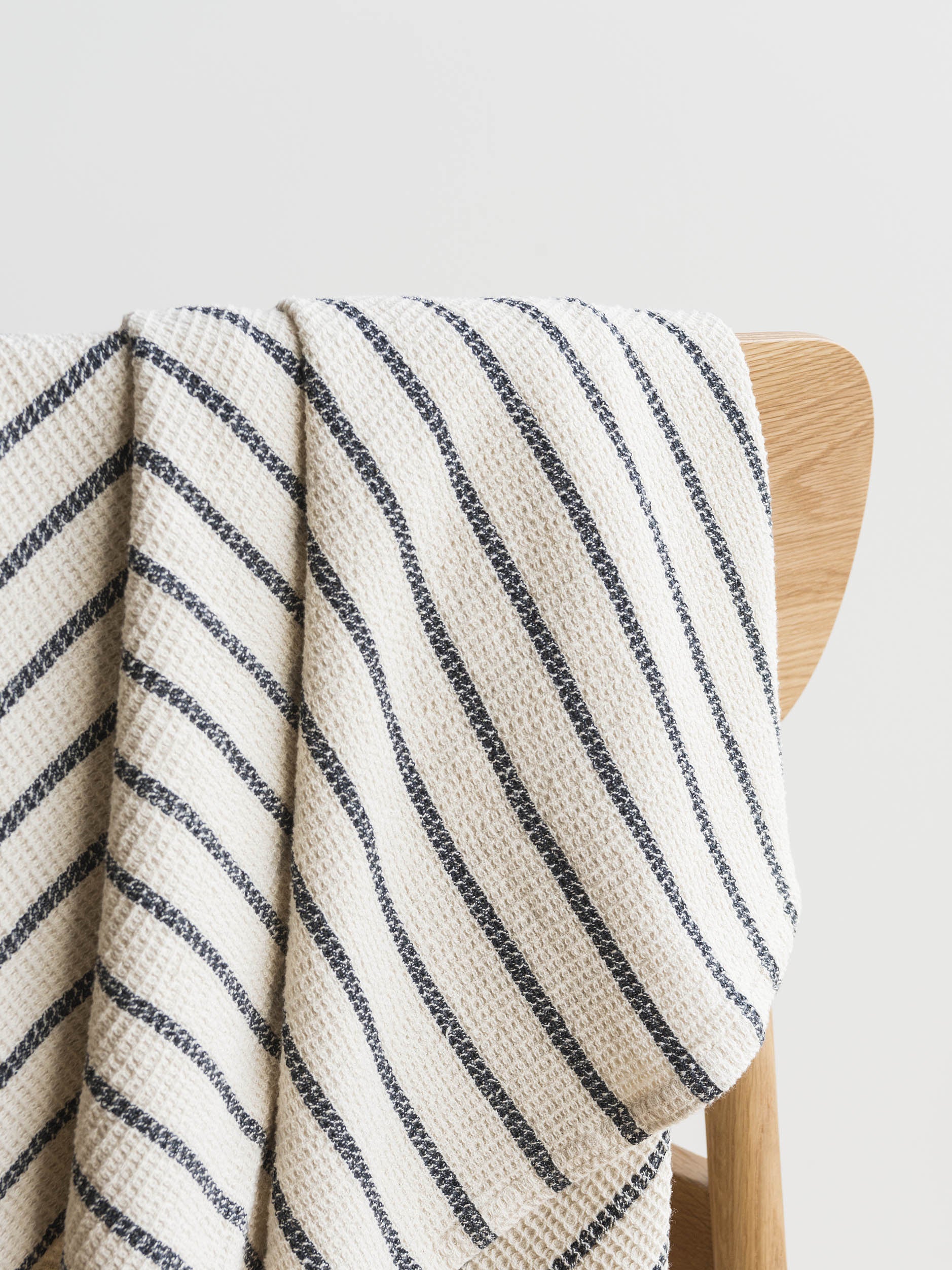 Stripe Waffle Face Cloth Natural/Navy / Face Cloth