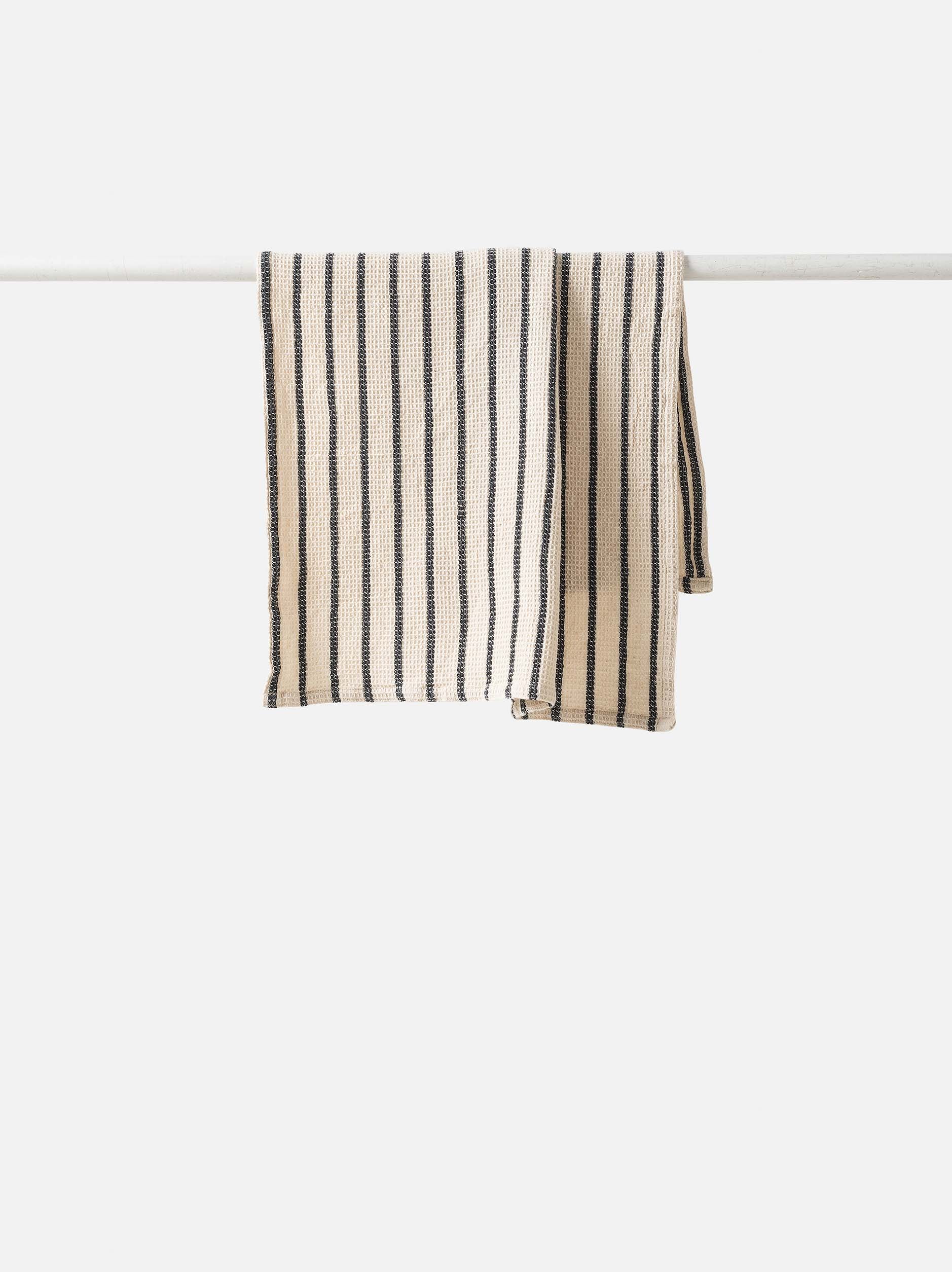 Stripe Waffle Hand Towel Natural/Navy / Hand Towel