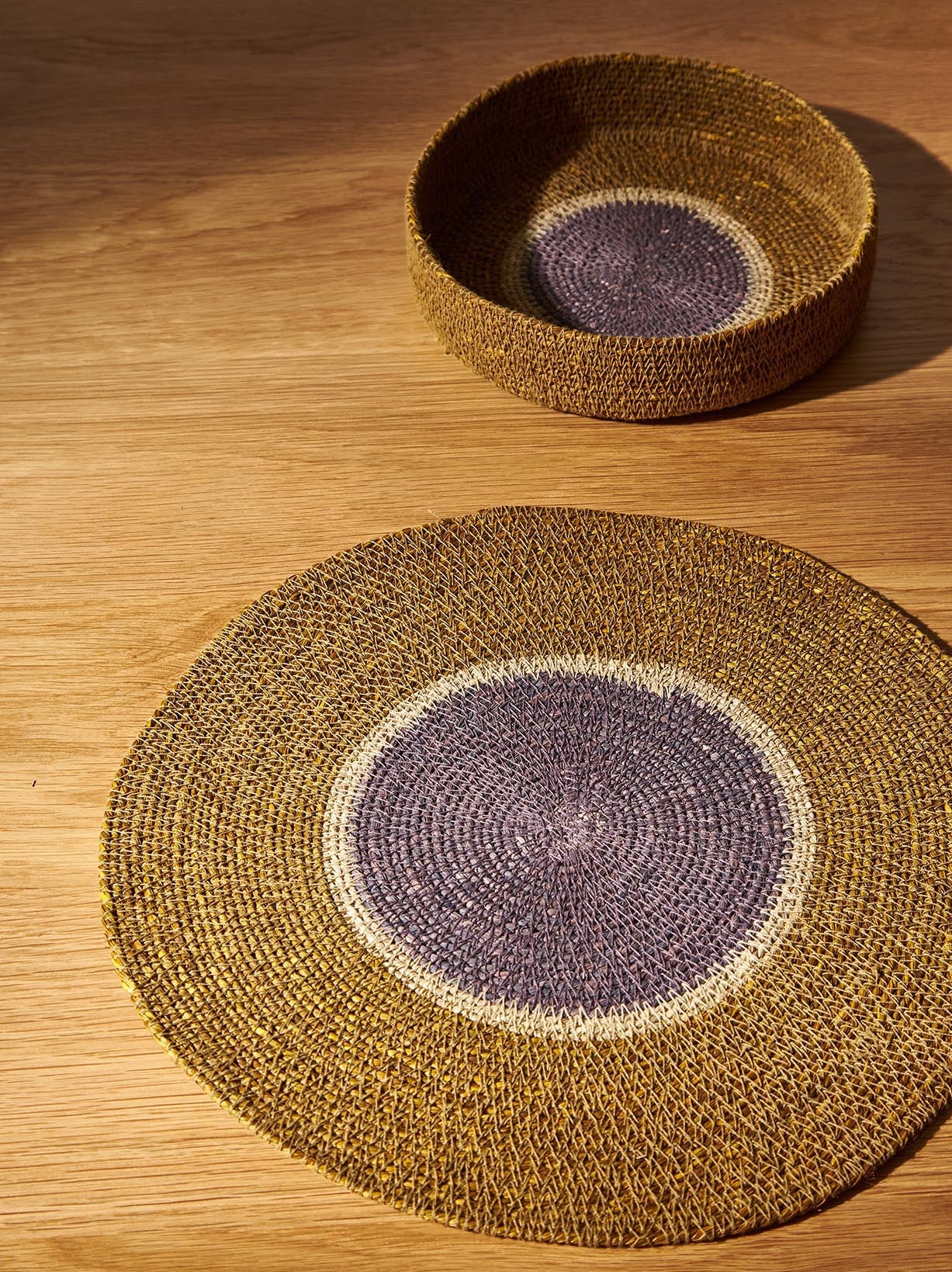 Pinto Placemat Ochre/Lupin / 34cmdia