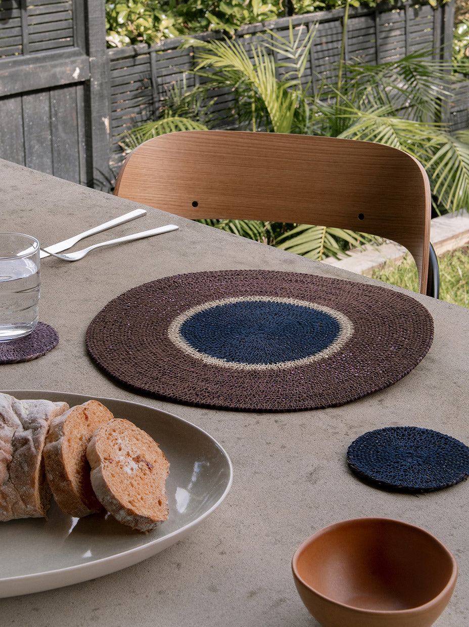 Pinto Placemat Mulberry/Blue Black / 34cmdia