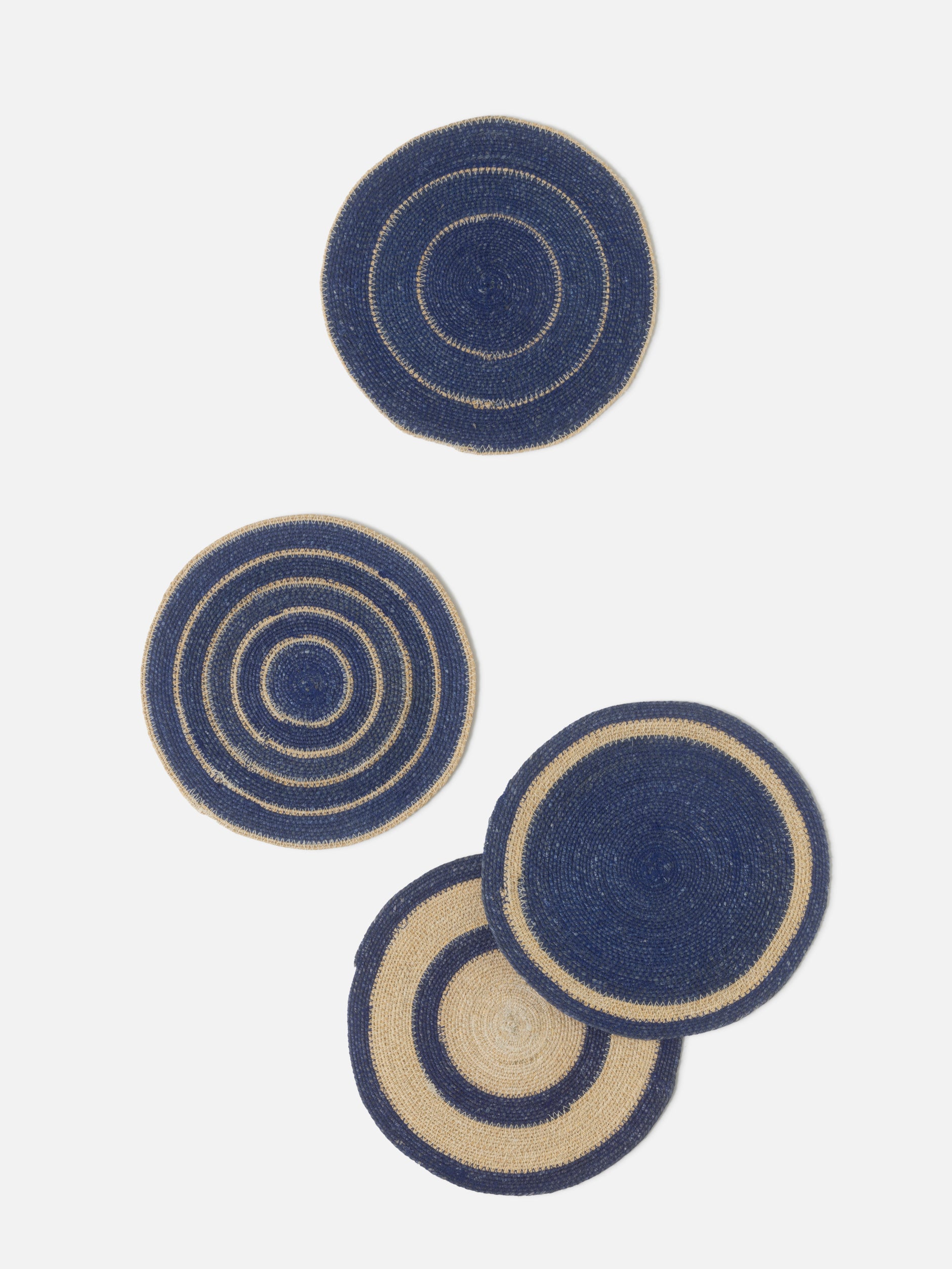 Agora Woven Placemat Set/4 Cobalt/Natural / 34cmdia