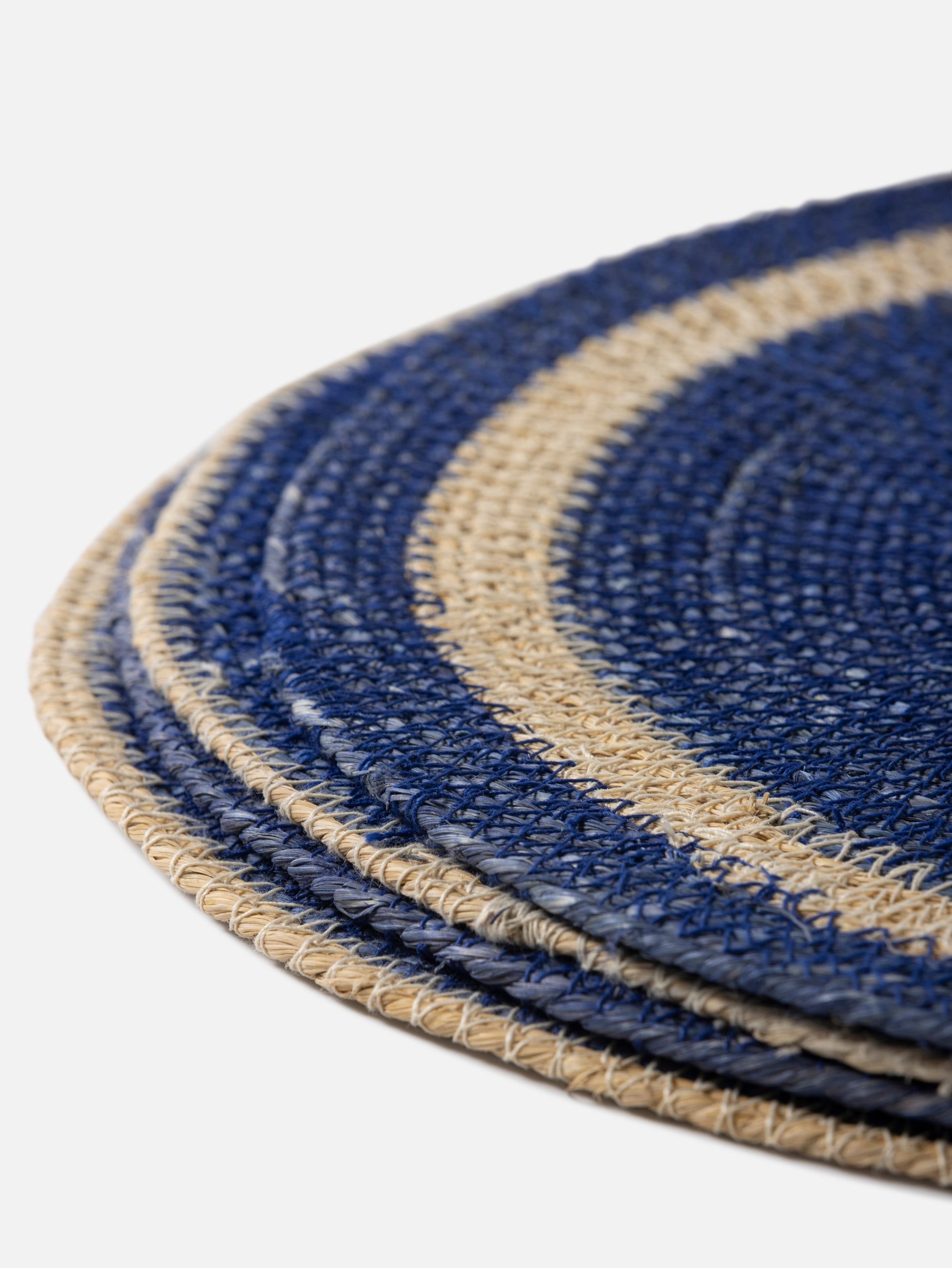 Agora Woven Placemat Set/4 Cobalt/Natural / 34cmdia