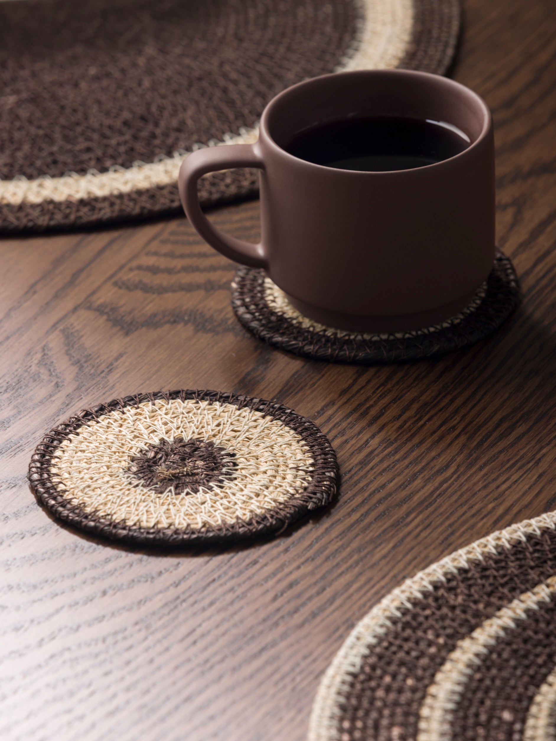 Agora Woven Coaster Set/4 Rye/Natural / 10cmdia