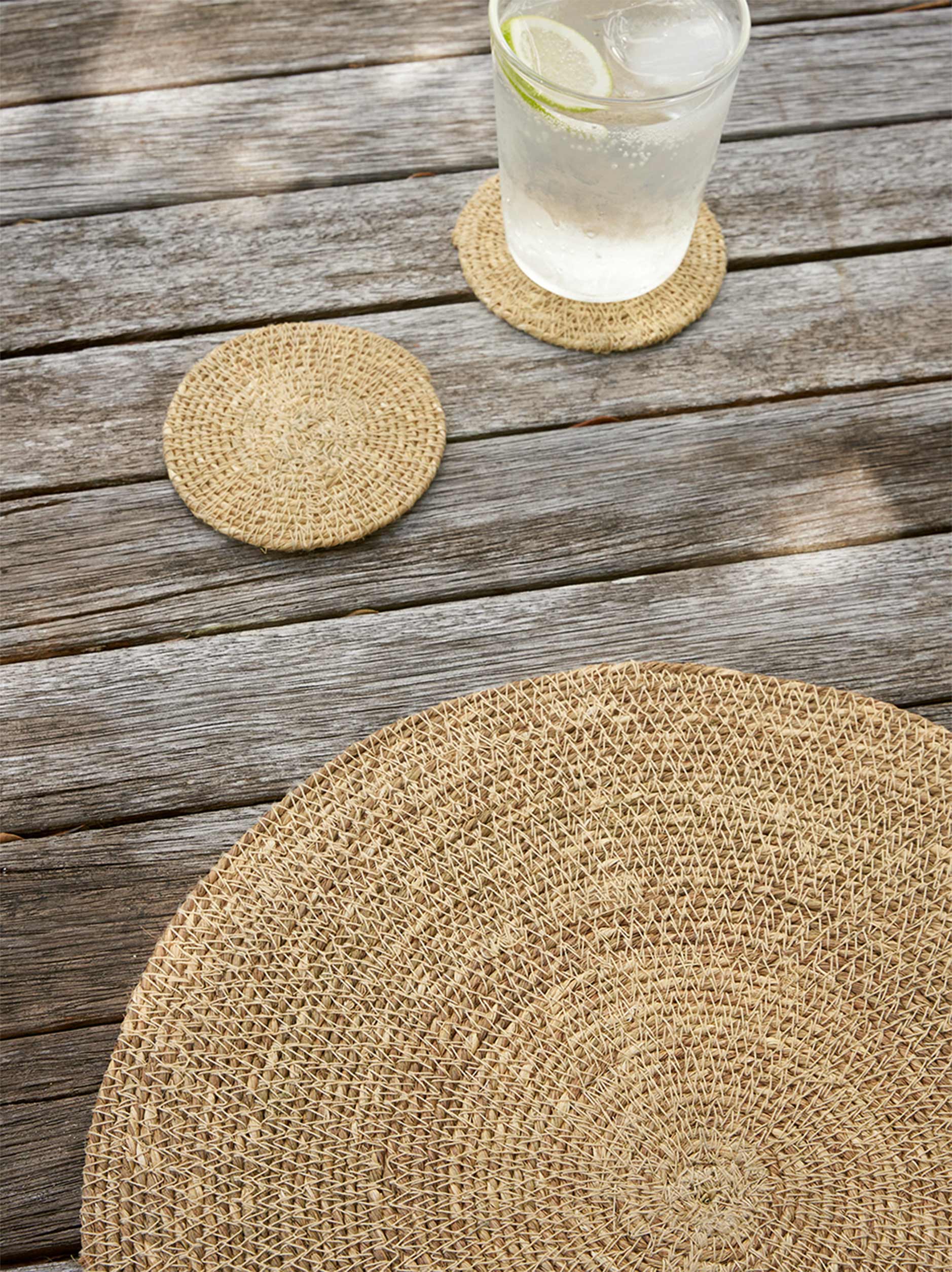Woven Coaster S/4 Natural / 10cmdia