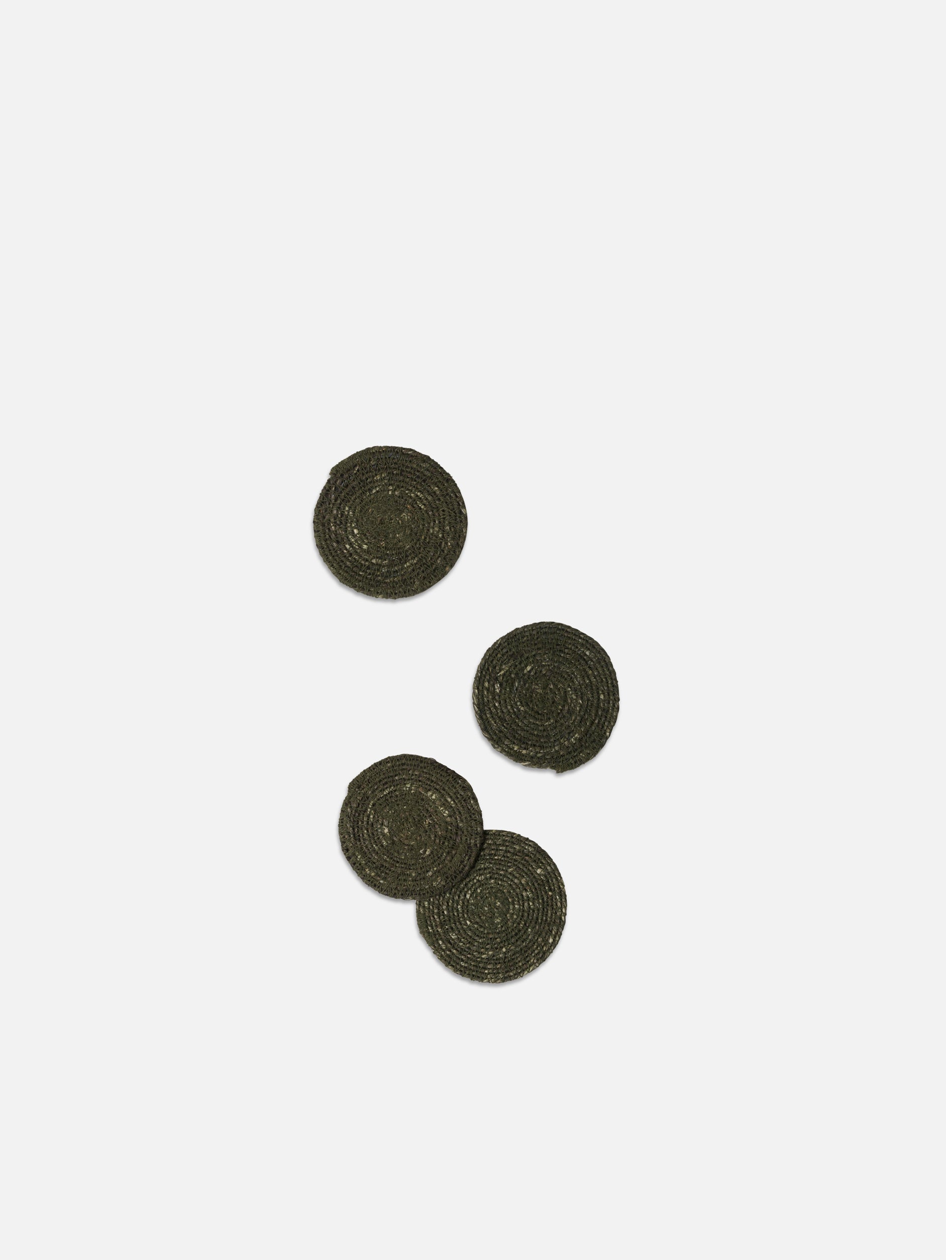 Woven Coaster Set/4 Olive / 10cmdia