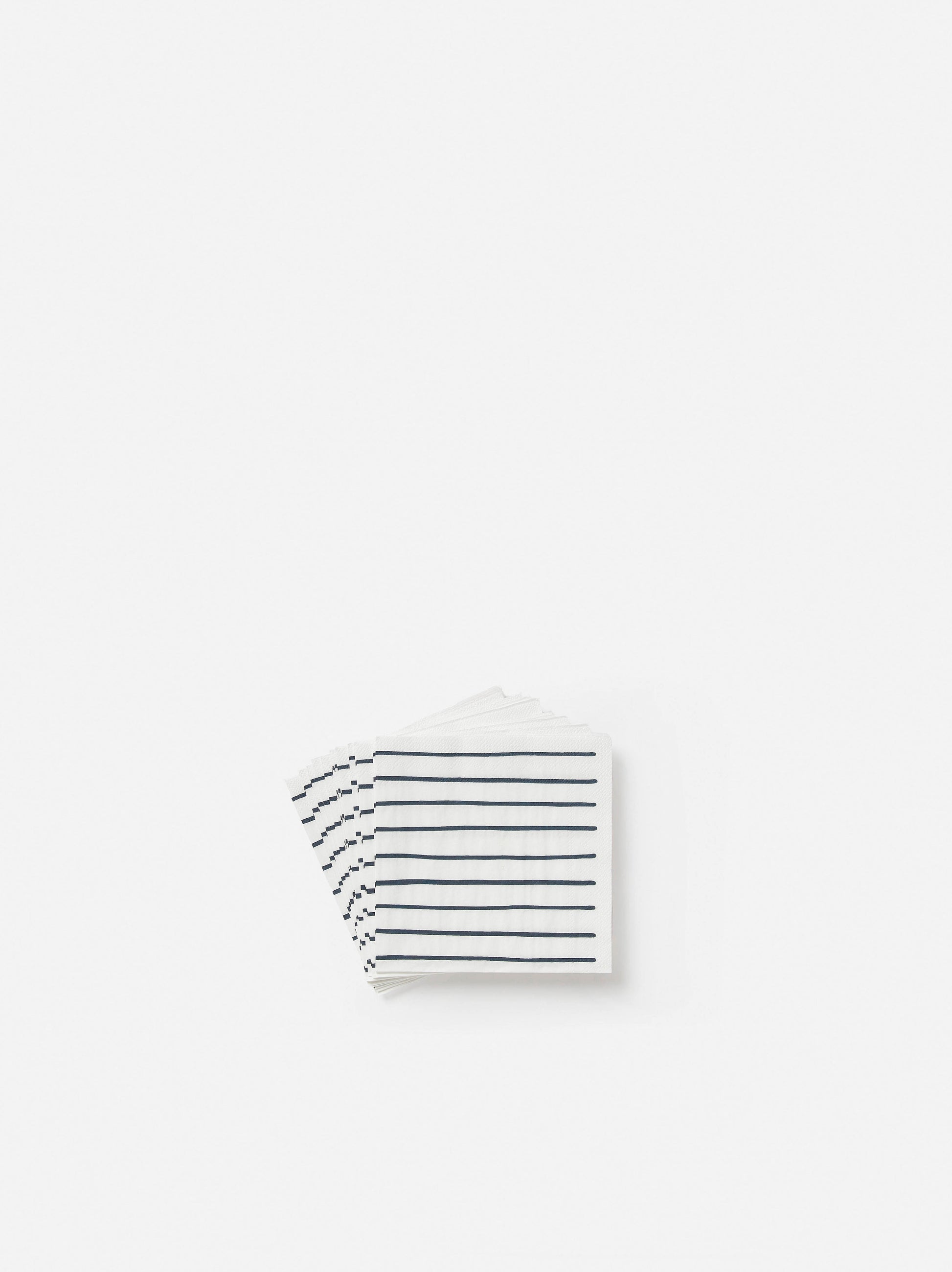 Stripe Cocktail Napkin Pack/20 White/Navy / 25x25cm