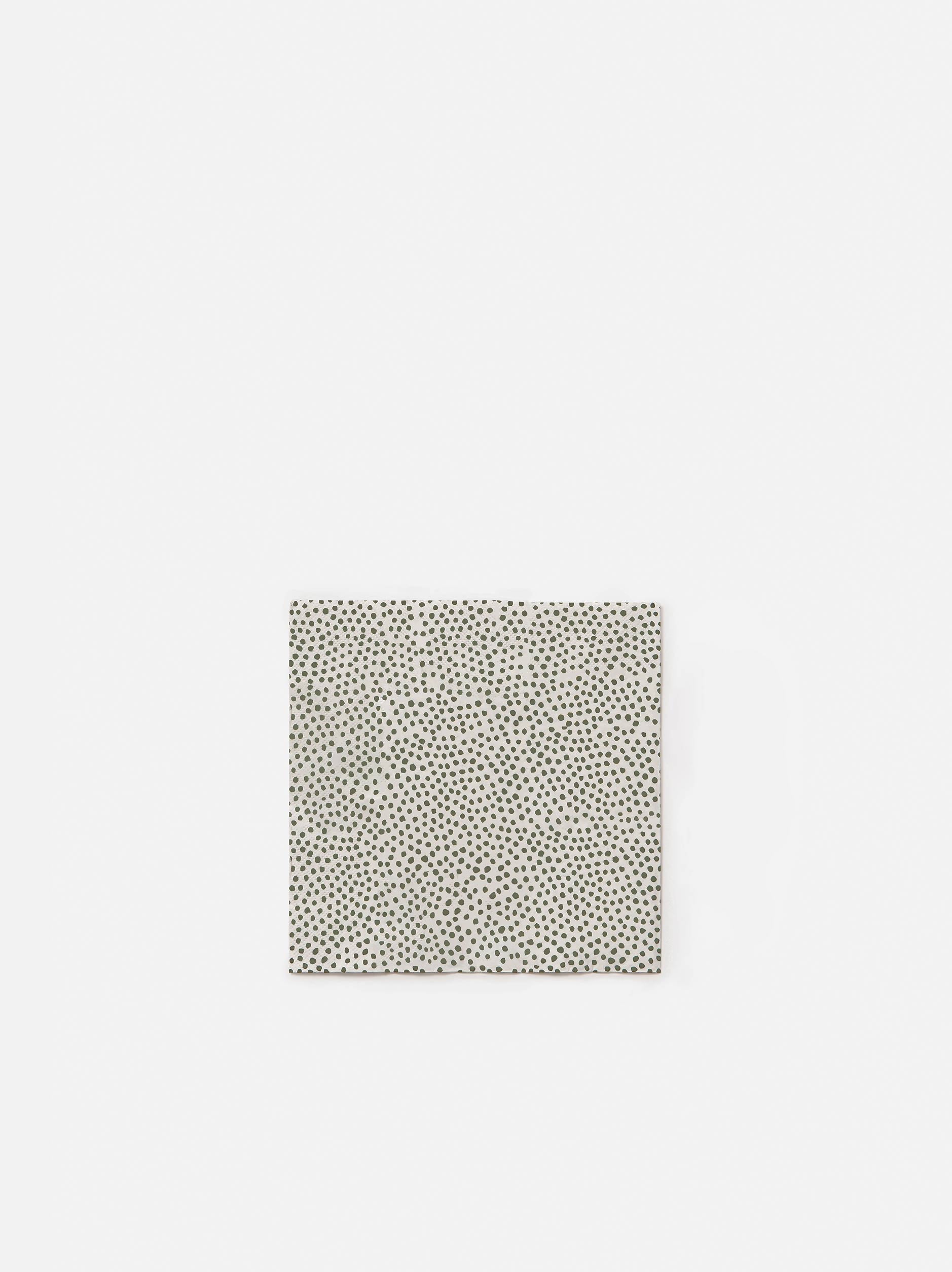 Pois Dinner Napkin Pack/20 White/Olive / 40x40cm