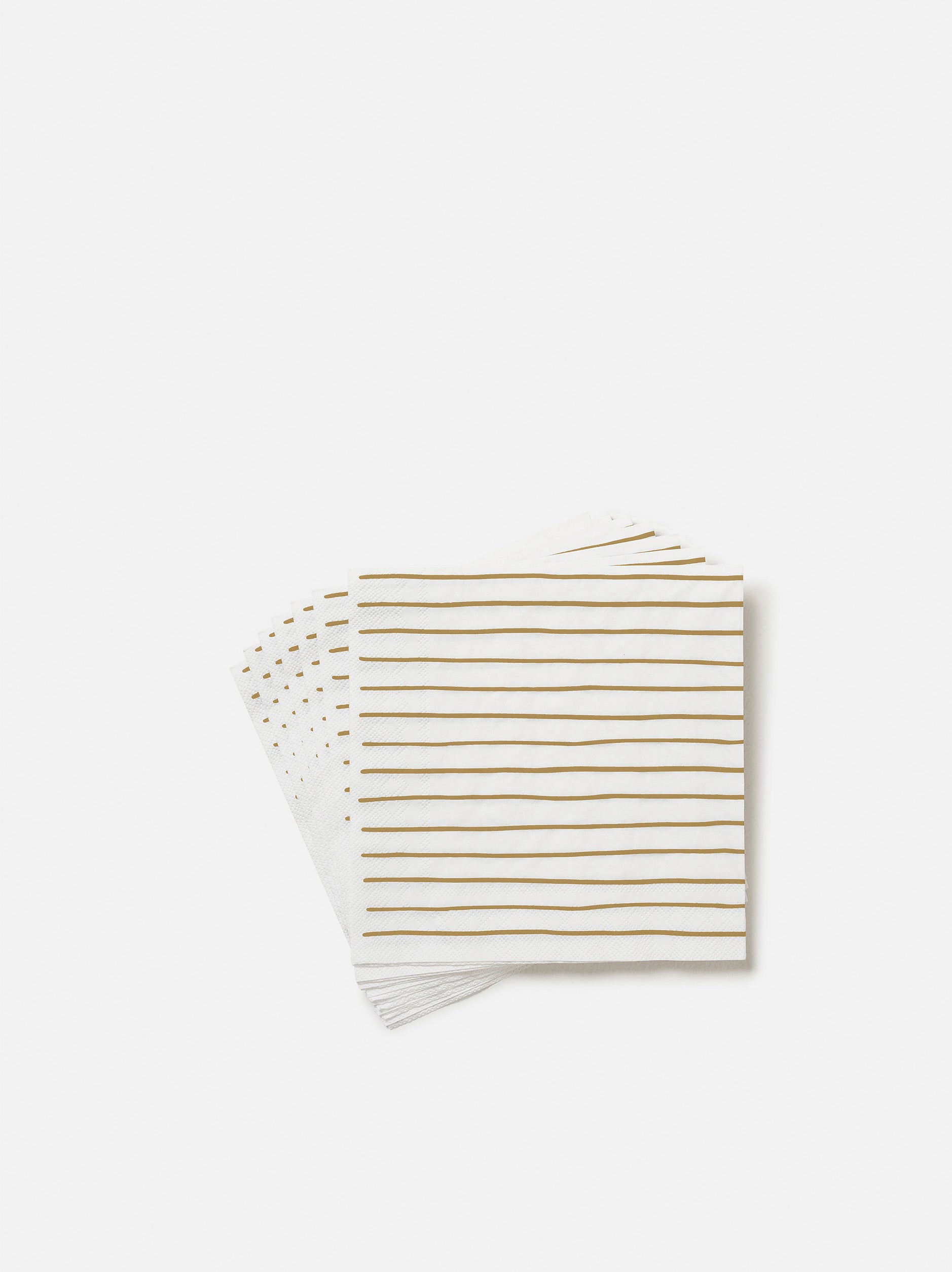 Stripe Dinner Napkin Pack/20 White/Mustard / 40x40cm