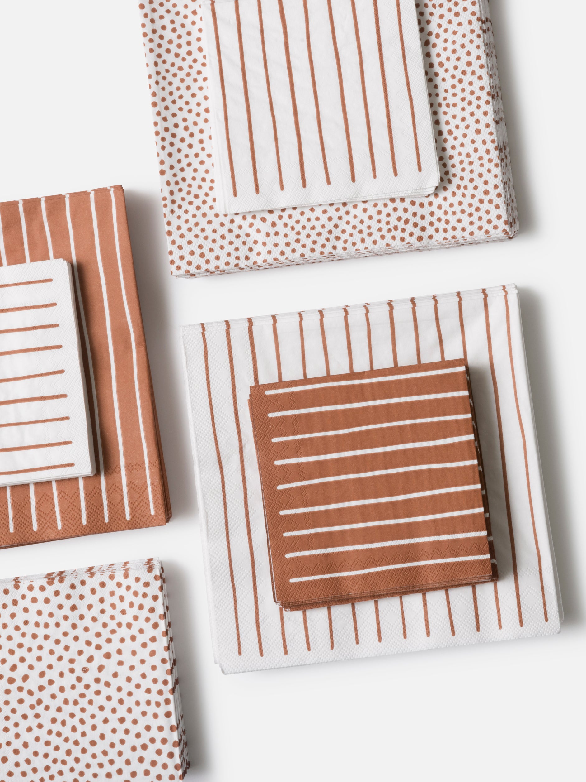 Stripe Dinner Napkin Pack/20 White/Brick / Large