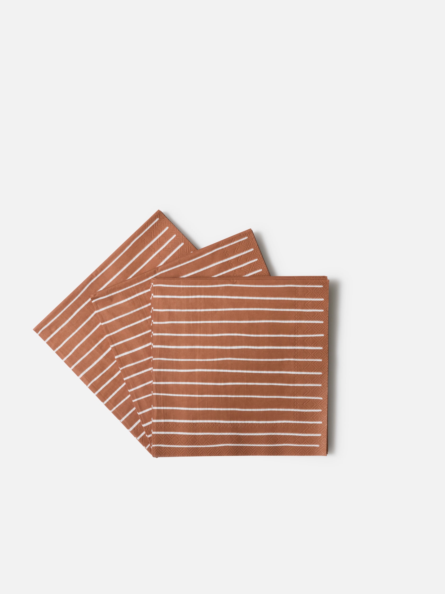 Stripe Dinner Napkin Pack/20 Brick/White / Large